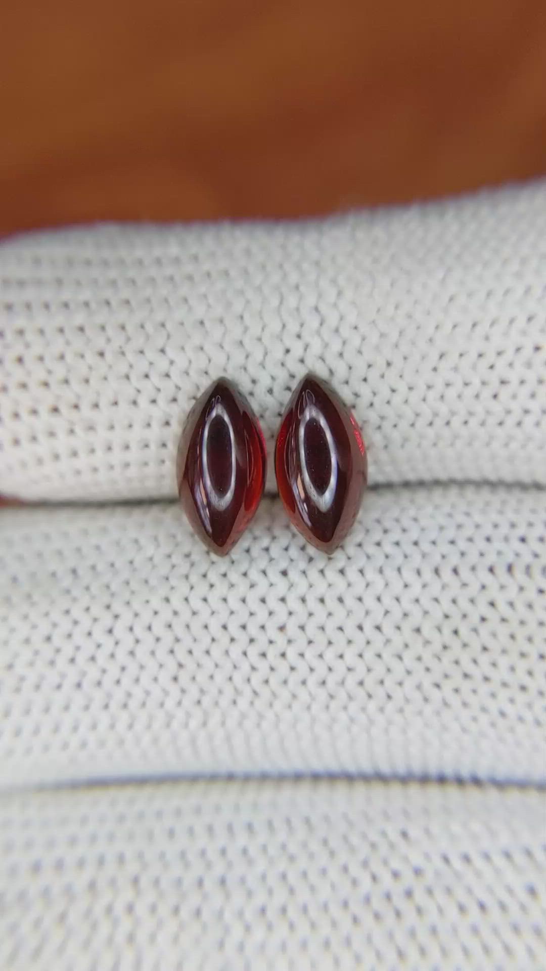 3.12 Ct.Tw.Total Carat Weight Cabochon Garnet Pair from Ceylon (Sri Lanka) Size Video