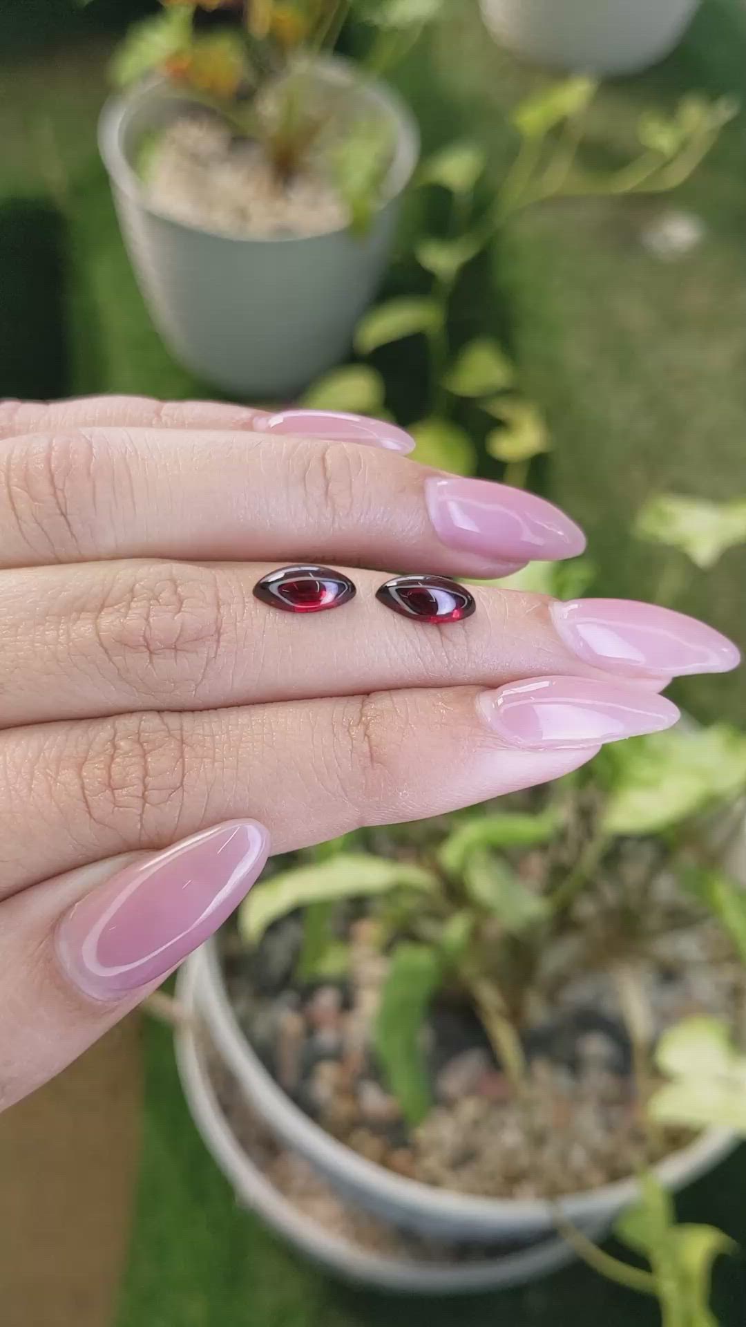 3.12 Ct.Tw.Total Carat Weight Cabochon Garnet Pair from Ceylon (Sri Lanka) Size Video