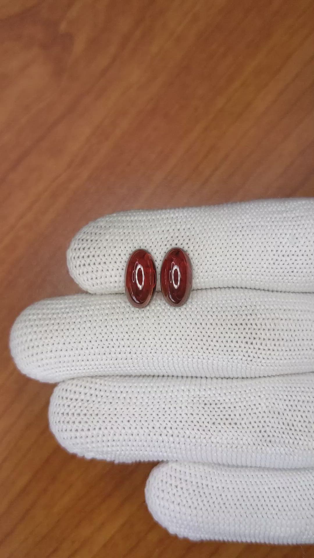 5.70 Ct.Tw.Total Carat Weight Cabochon Almandine Garnet Pair from Ceylon (Sri Lanka) Size Video