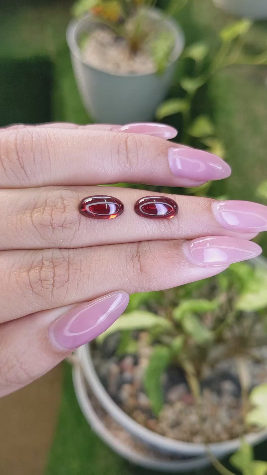 5.70 Ct.Tw.Total Carat Weight Cabochon Almandine Garnet Pair from Ceylon (Sri Lanka) Size Video