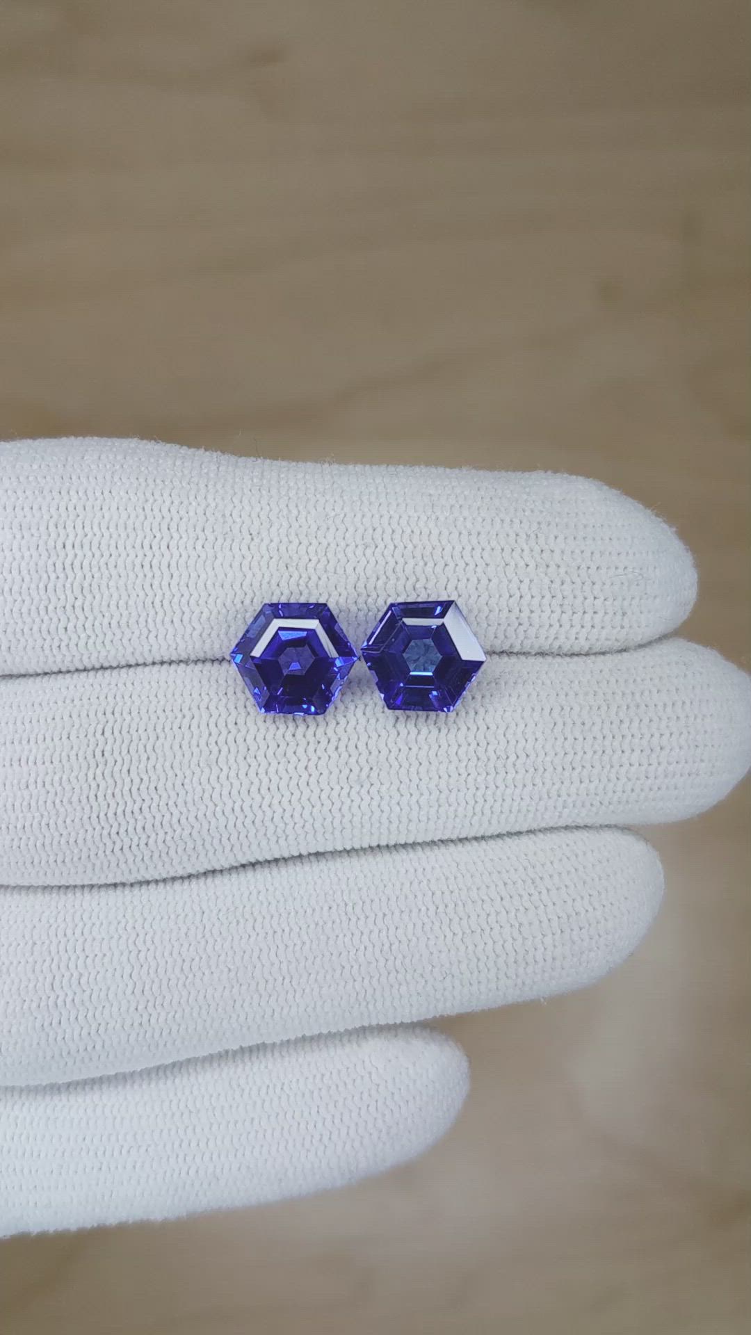 6.43 Ct.Tw.Total Carat Weight Tanzanite Pair from Tanzania Size Video