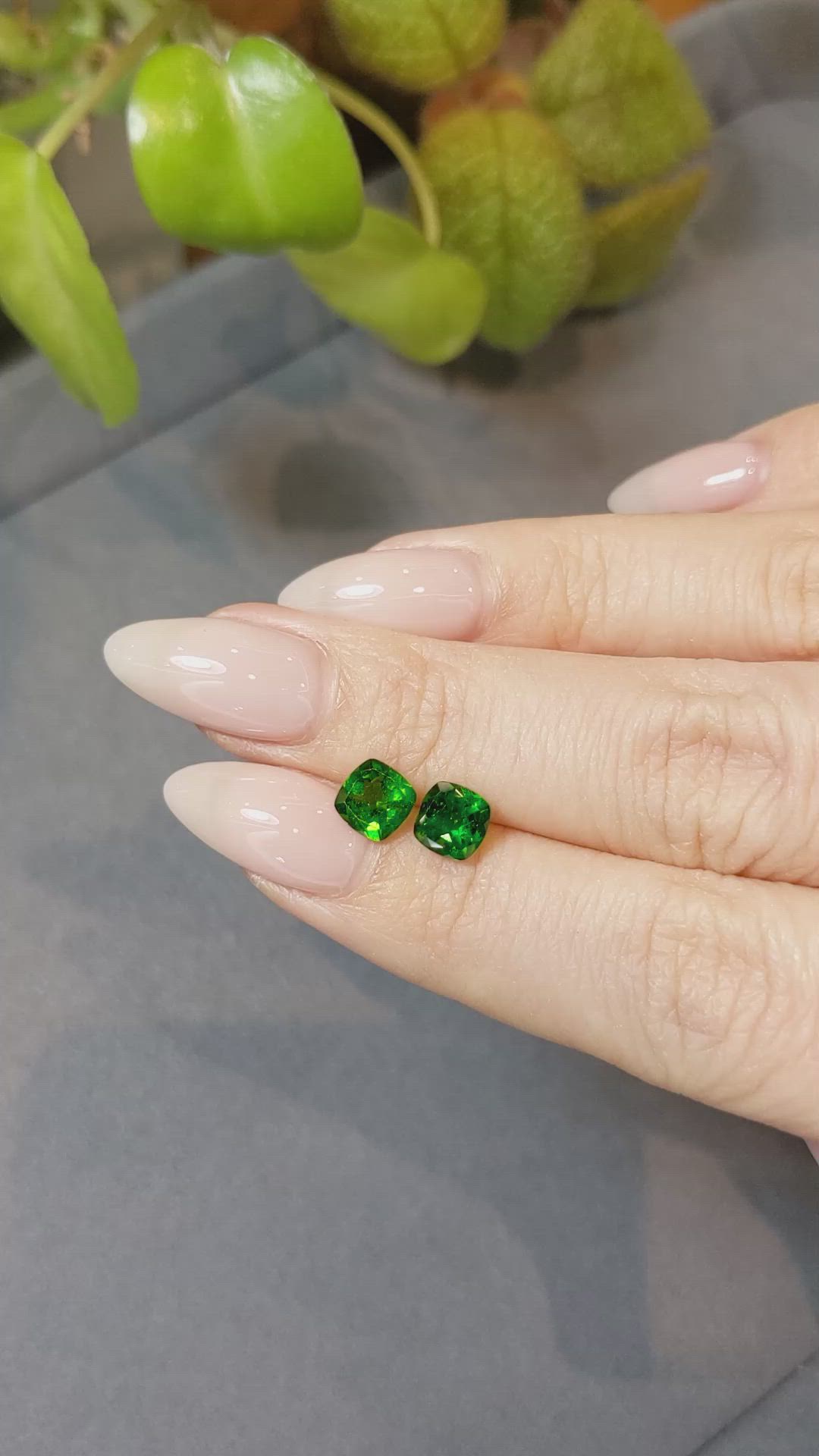 2.02 Ct.Tw.Total Carat Weight Chrome Diopside Pair Size Video