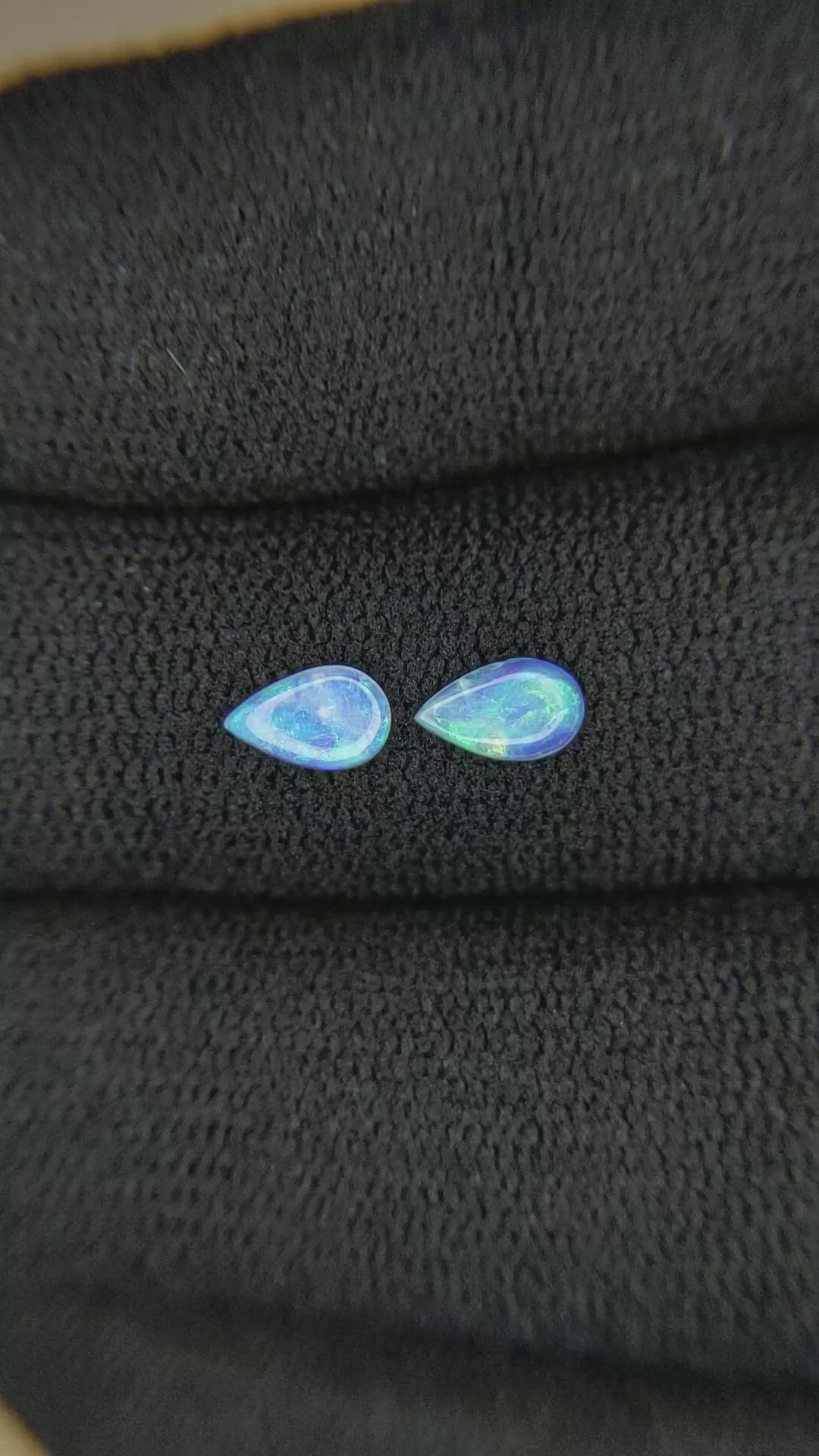 0.31&nbsp;Ct.Tw.Total Carat Weight Cabochon Opal Pair from Mexico Size Video