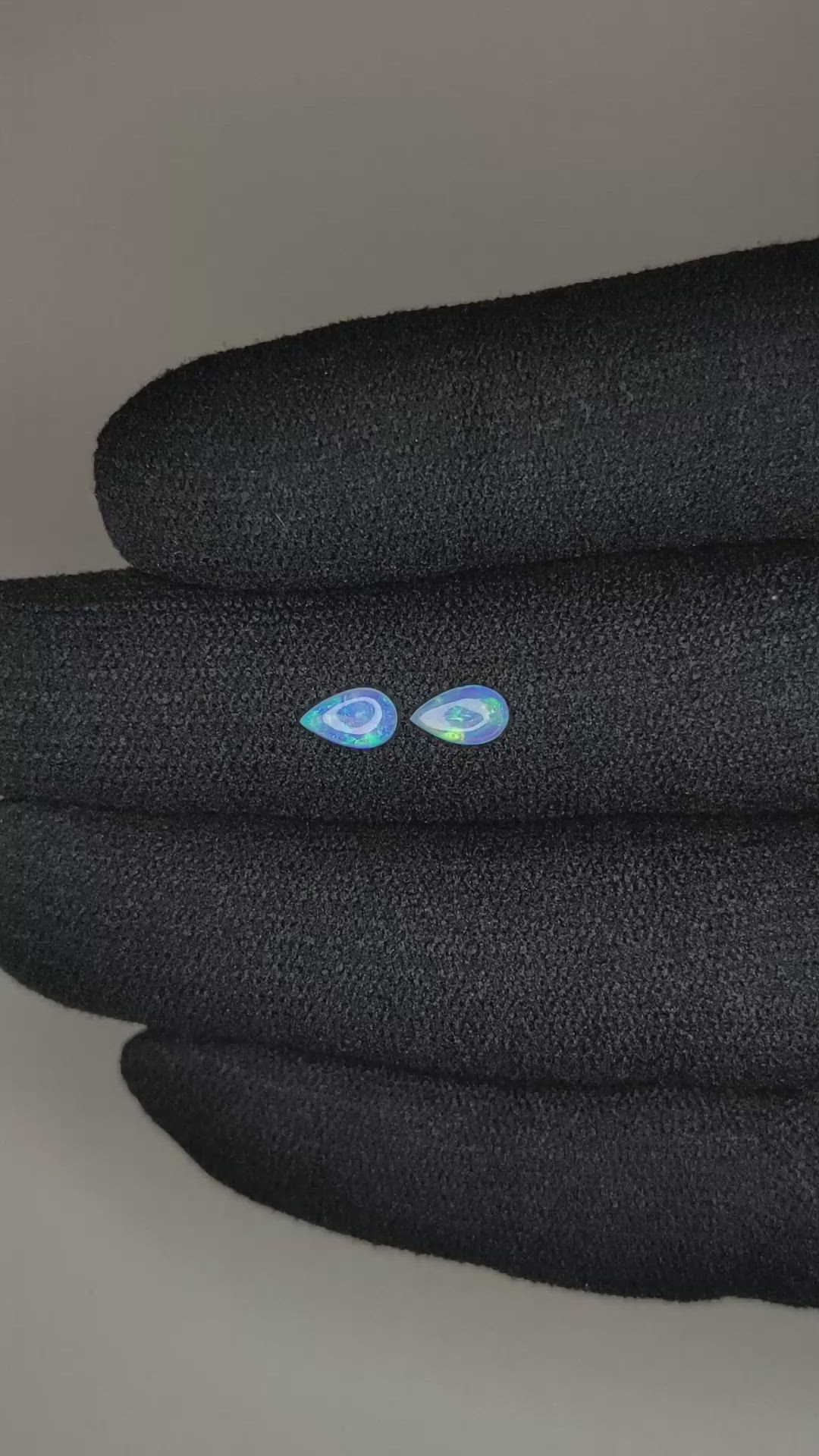 0.31&nbsp;Ct.Tw.Total Carat Weight Cabochon Opal Pair from Mexico Size Video