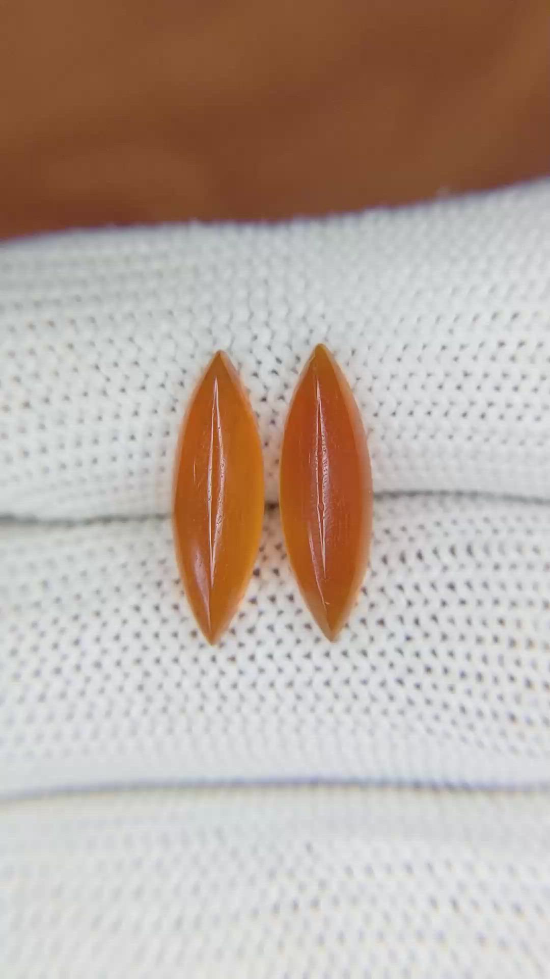 4.00&nbsp;Ct.Tw.Total Carat Weight Cabochon Carnelian Pair from Brazil Size Video