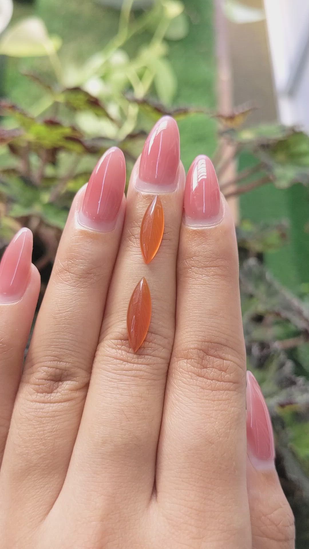 4.00&nbsp;Ct.Tw.Total Carat Weight Cabochon Carnelian Pair from Brazil Size Video