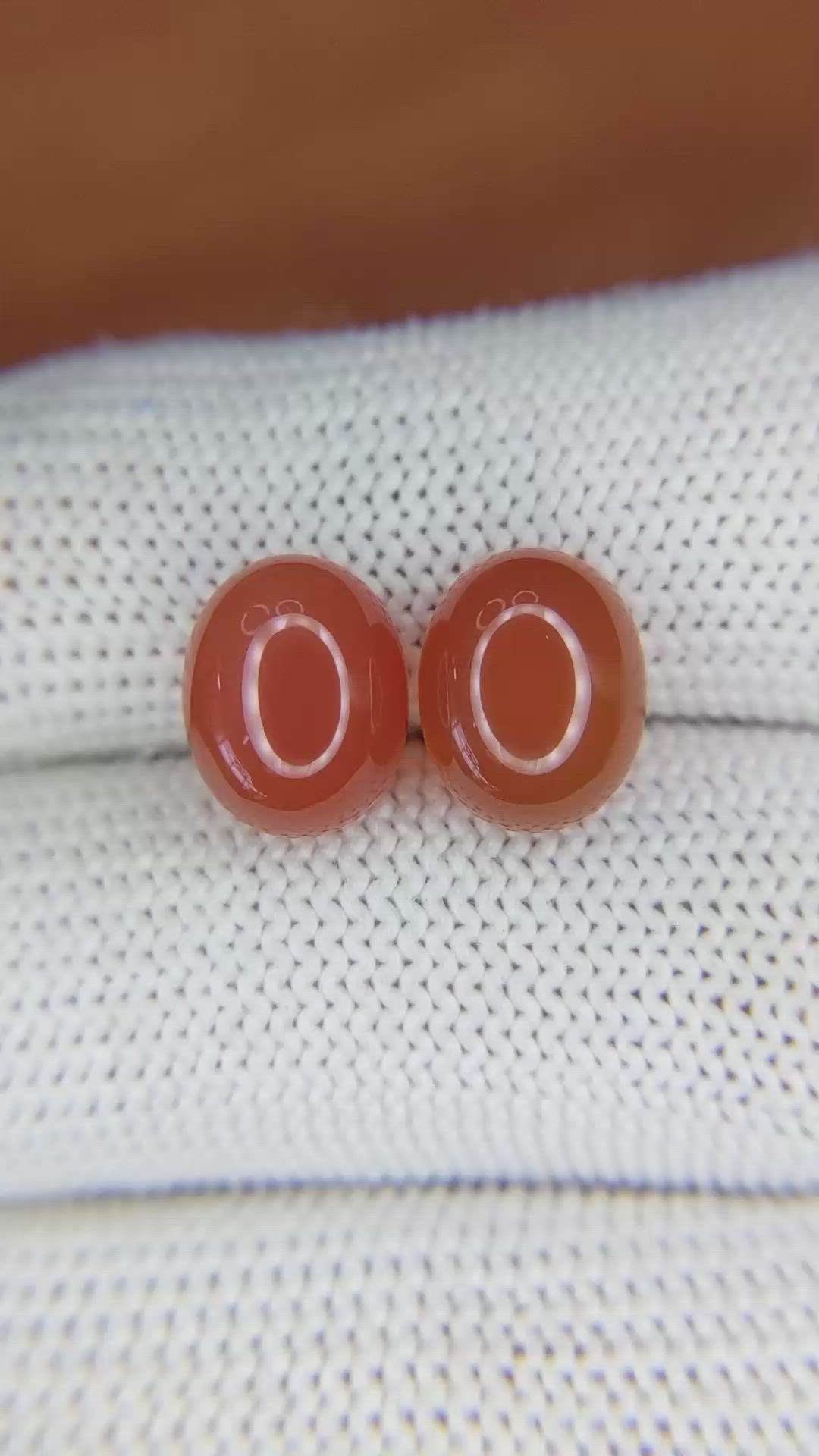 6.70&nbsp;Ct.Tw.Total Carat Weight Cabochon Carnelian Pair from Brazil Size Video