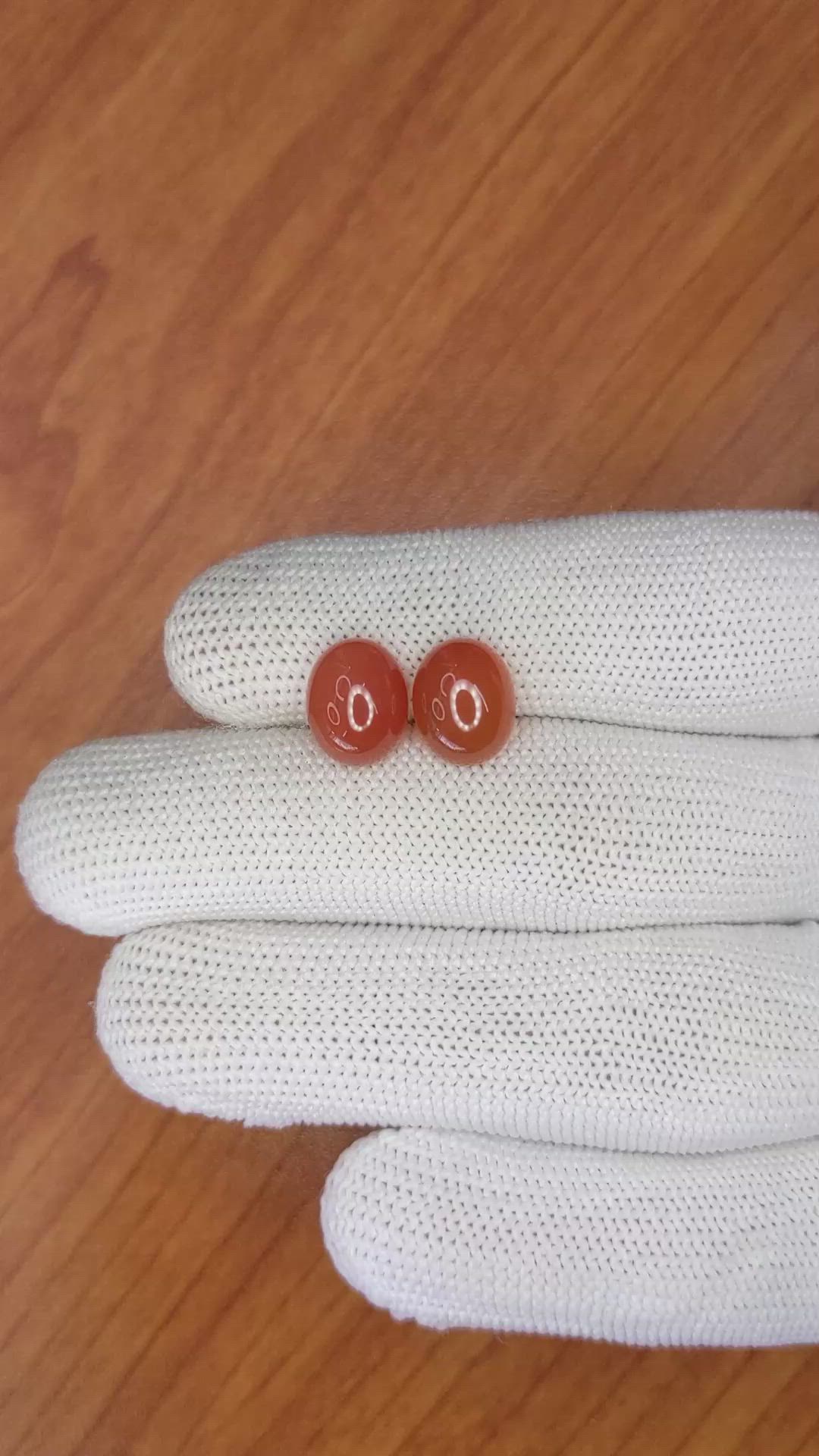 6.70&nbsp;Ct.Tw.Total Carat Weight Cabochon Carnelian Pair from Brazil Size Video