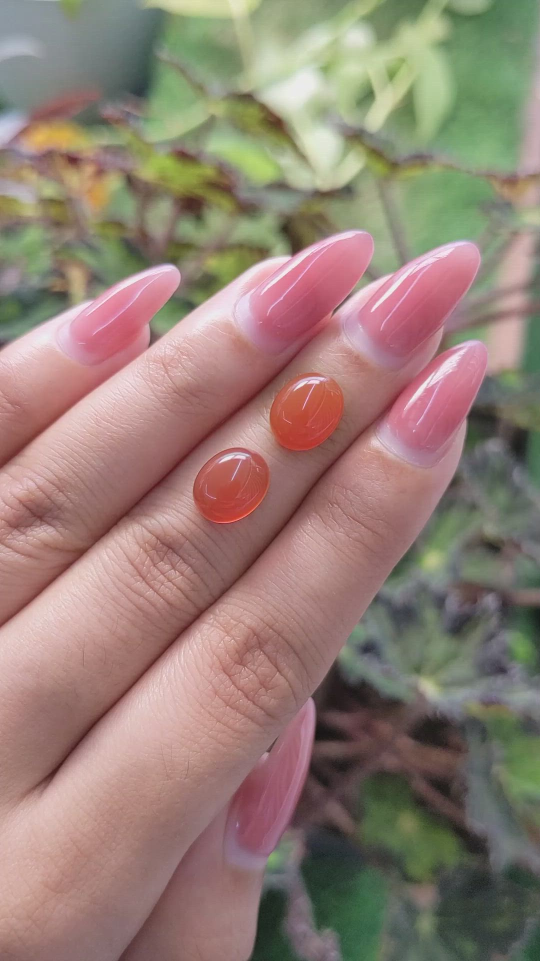 6.70&nbsp;Ct.Tw.Total Carat Weight Cabochon Carnelian Pair from Brazil Size Video