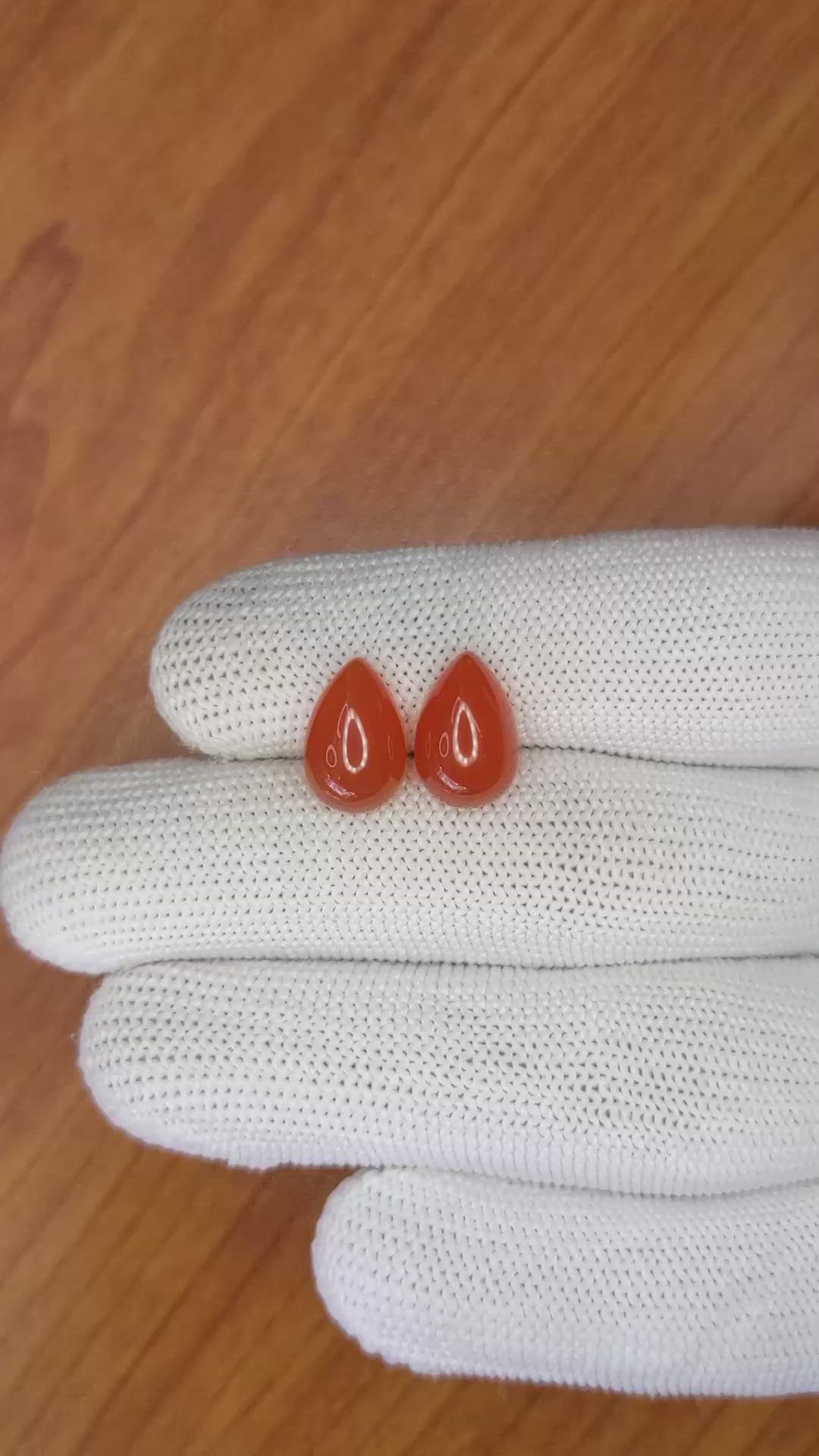 7.92&nbsp;Ct.Tw.Total Carat Weight Cabochon Carnelian Pair from Brazil Size Video