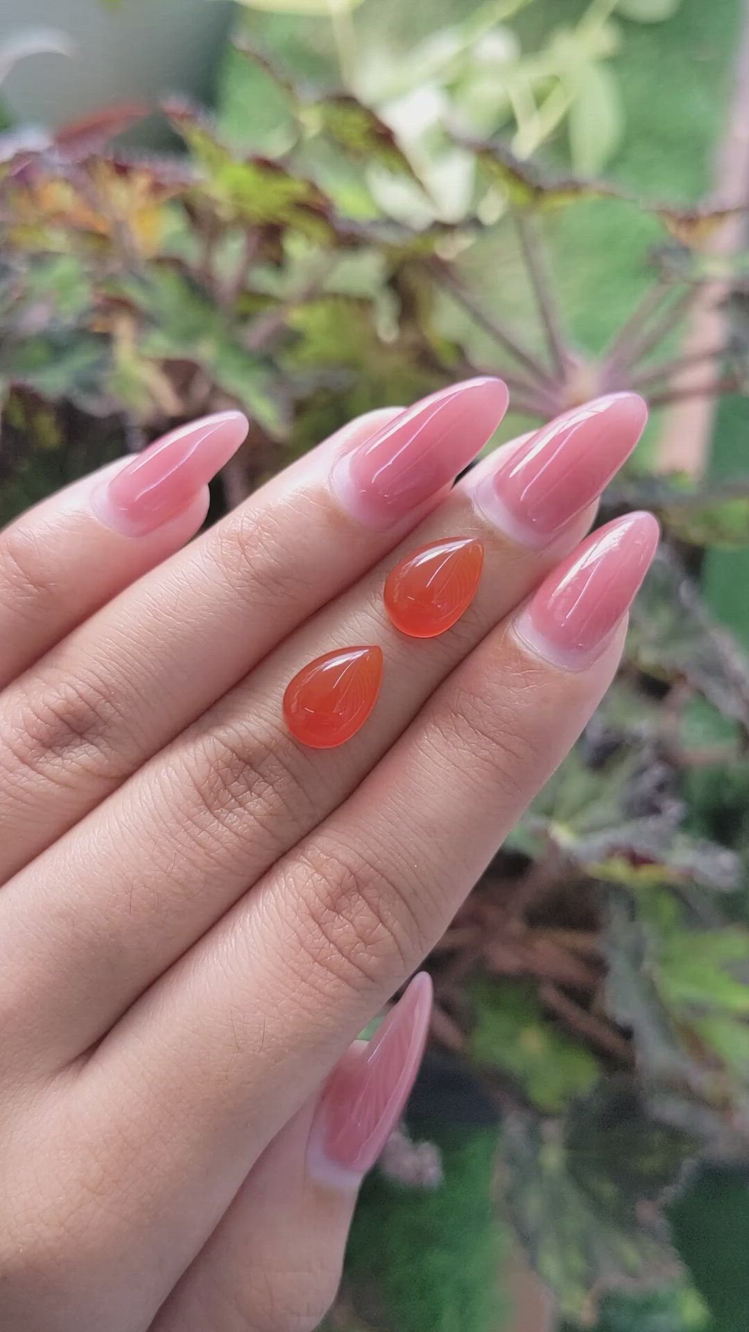 7.92&nbsp;Ct.Tw.Total Carat Weight Cabochon Carnelian Pair from Brazil Size Video