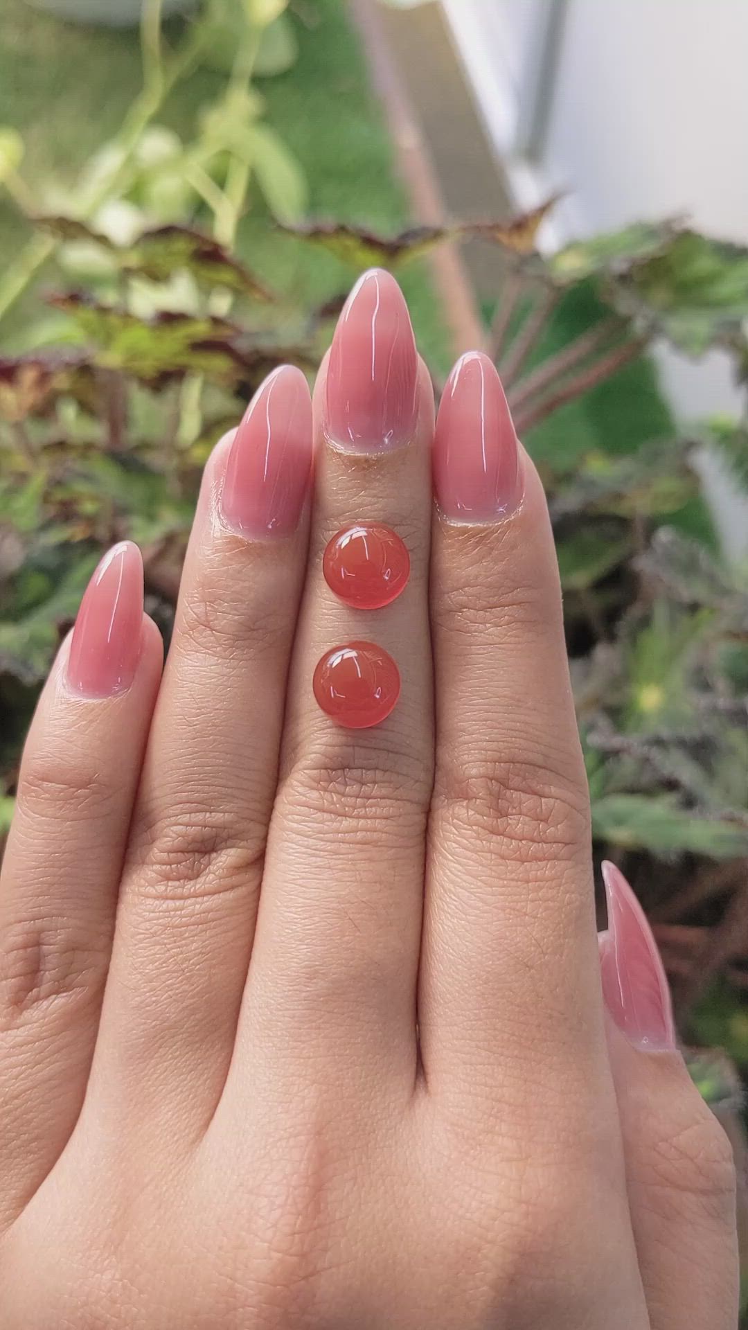 6.29&nbsp;Ct.Tw.Total Carat Weight Cabochon Carnelian Pair from Brazil Size Video