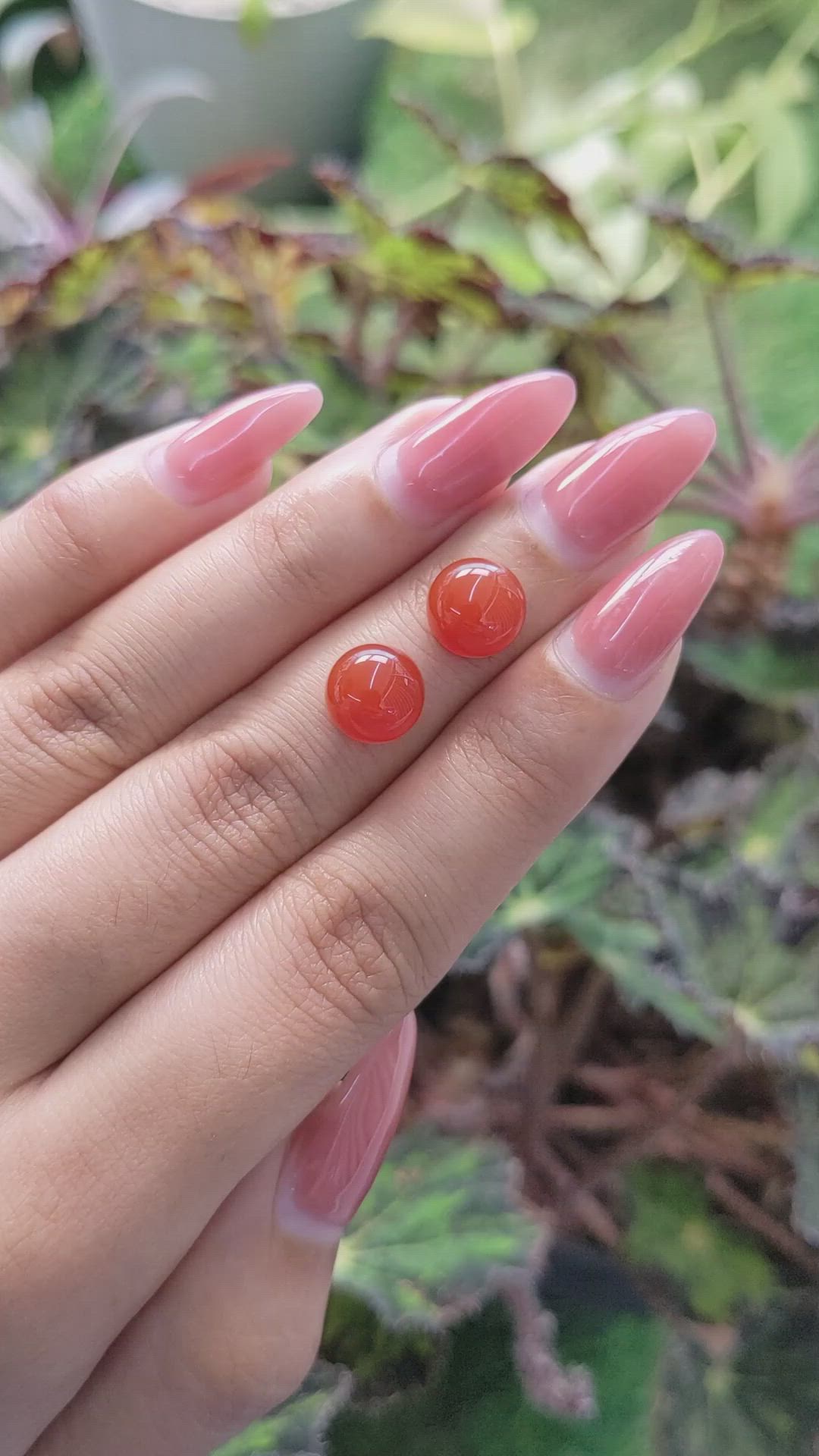 6.45&nbsp;Ct.Tw.Total Carat Weight Cabochon Carnelian Pair from Brazil Size Video