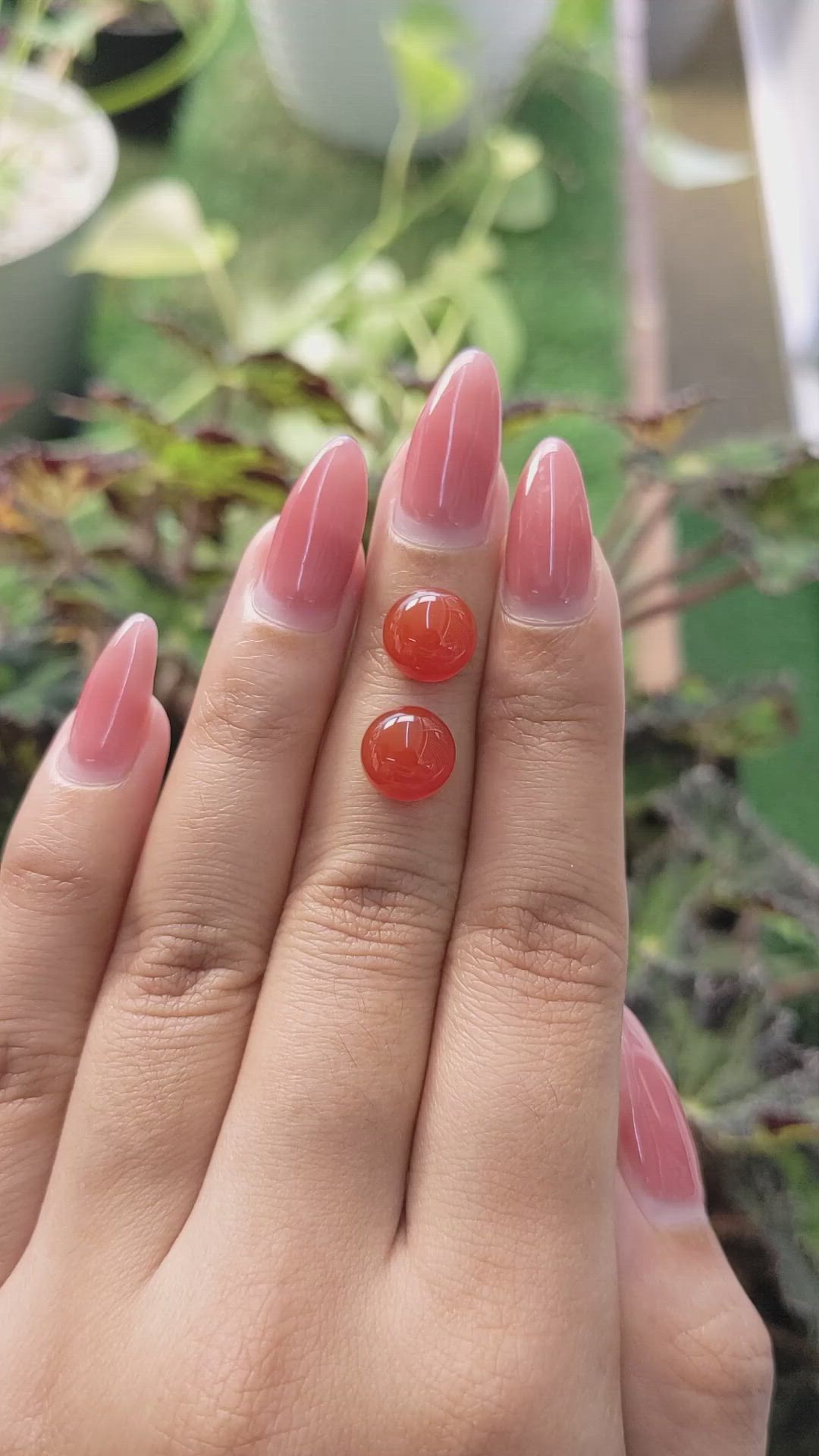 6.45&nbsp;Ct.Tw.Total Carat Weight Cabochon Carnelian Pair from Brazil Size Video