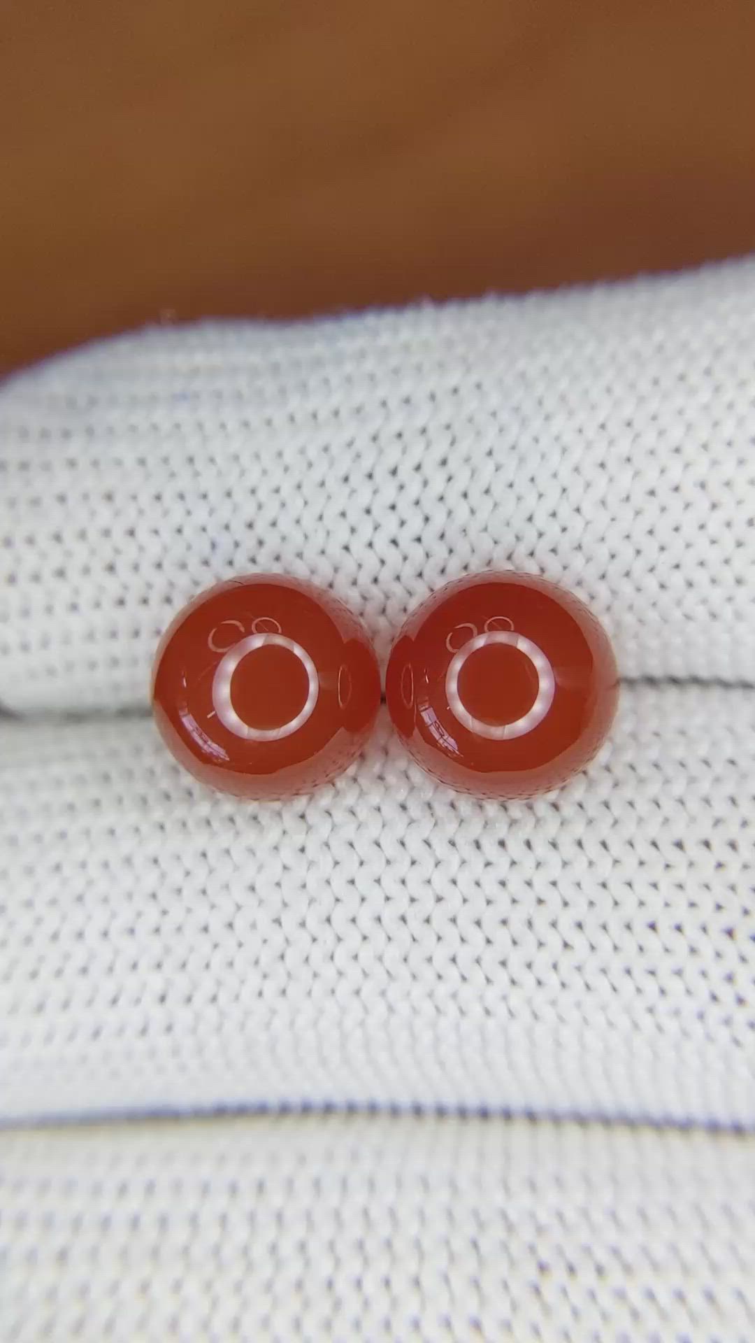 6.45&nbsp;Ct.Tw.Total Carat Weight Cabochon Carnelian Pair from Brazil Size Video