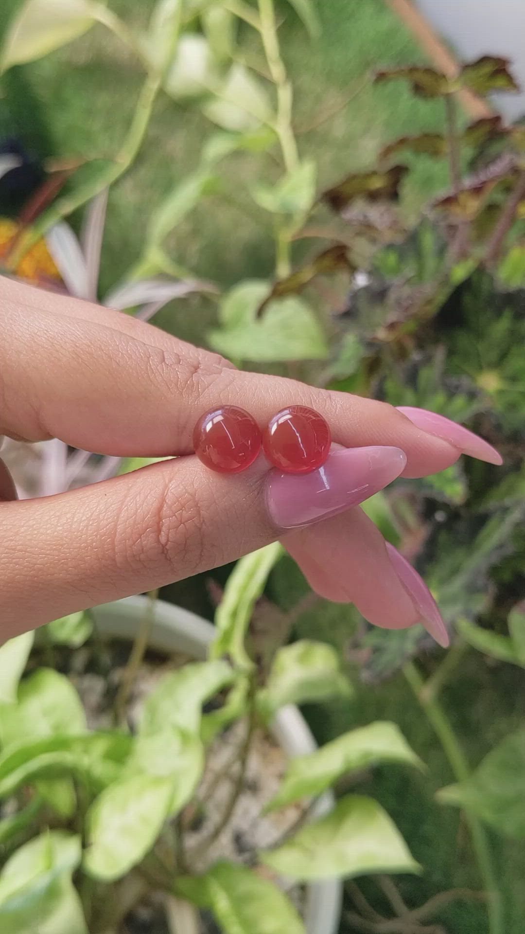 7.06&nbsp;Ct.Tw.Total Carat Weight Cabochon Carnelian Pair from Brazil Size Video