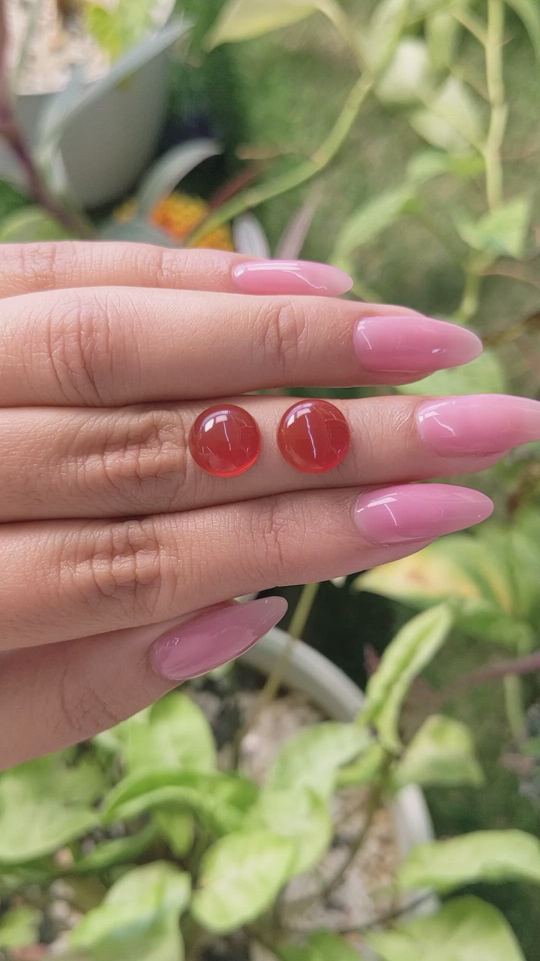 7.06&nbsp;Ct.Tw.Total Carat Weight Cabochon Carnelian Pair from Brazil Size Video