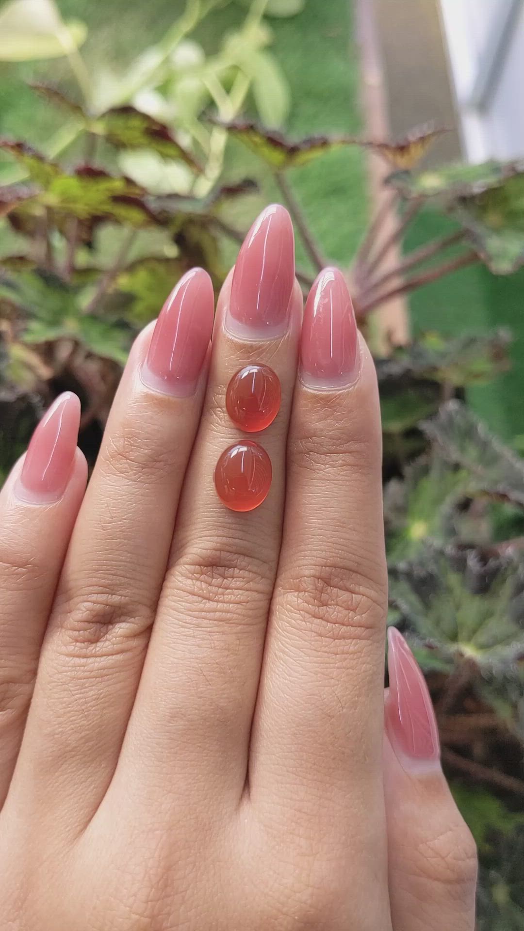 5.52&nbsp;Ct.Tw.Total Carat Weight Cabochon Carnelian Pair from Brazil Size Video