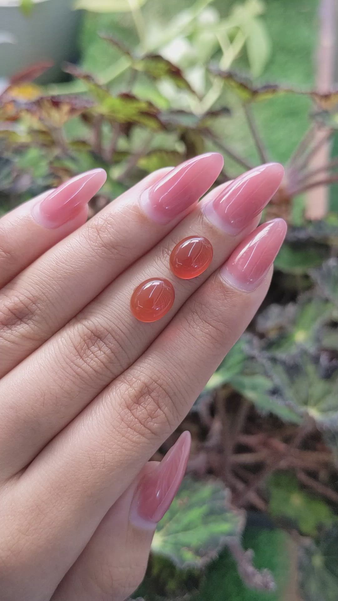 5.52&nbsp;Ct.Tw.Total Carat Weight Cabochon Carnelian Pair from Brazil Size Video