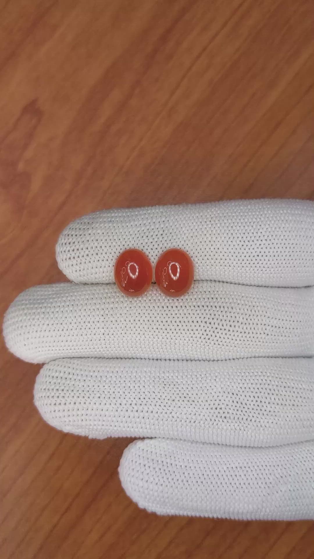 5.78&nbsp;Ct.Tw.Total Carat Weight Cabochon Carnelian Pair from Brazil Size Video