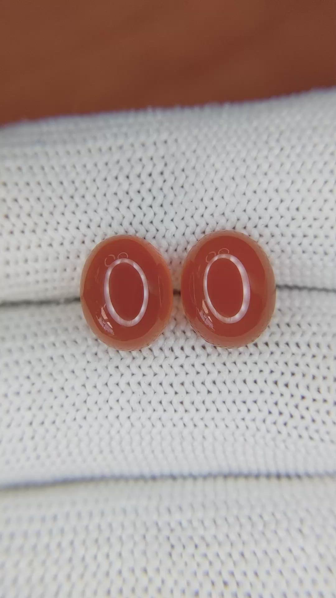 5.78&nbsp;Ct.Tw.Total Carat Weight Cabochon Carnelian Pair from Brazil Size Video