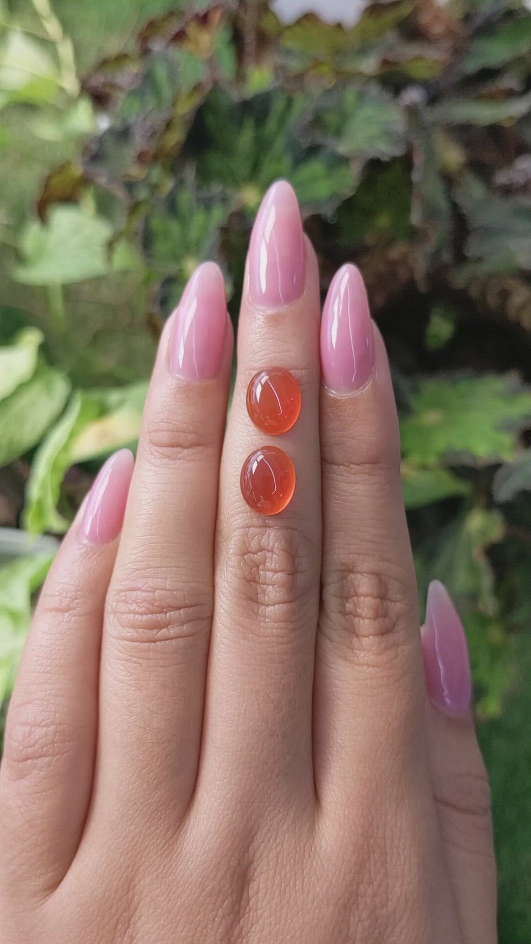 5.78&nbsp;Ct.Tw.Total Carat Weight Cabochon Carnelian Pair from Brazil Size Video