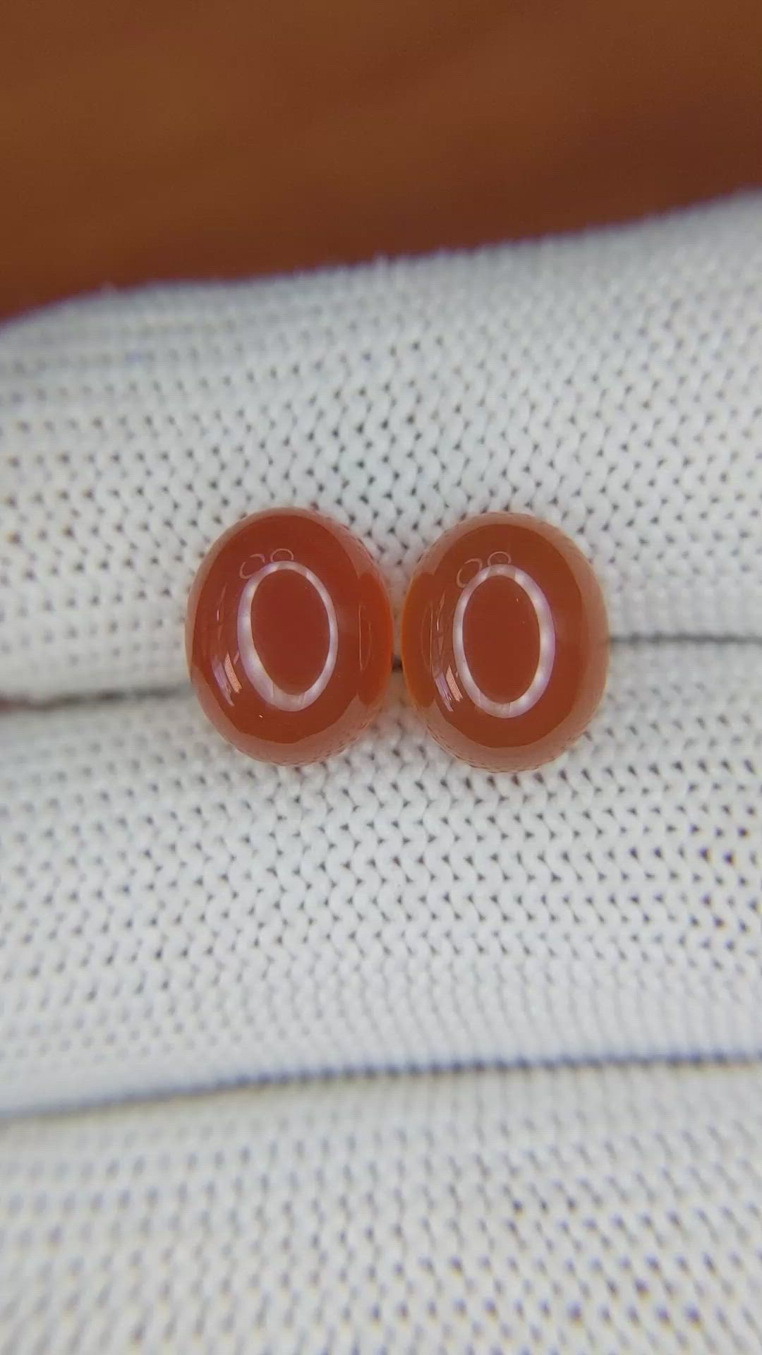 6.88&nbsp;Ct.Tw.Total Carat Weight Cabochon Carnelian Pair from Brazil Size Video