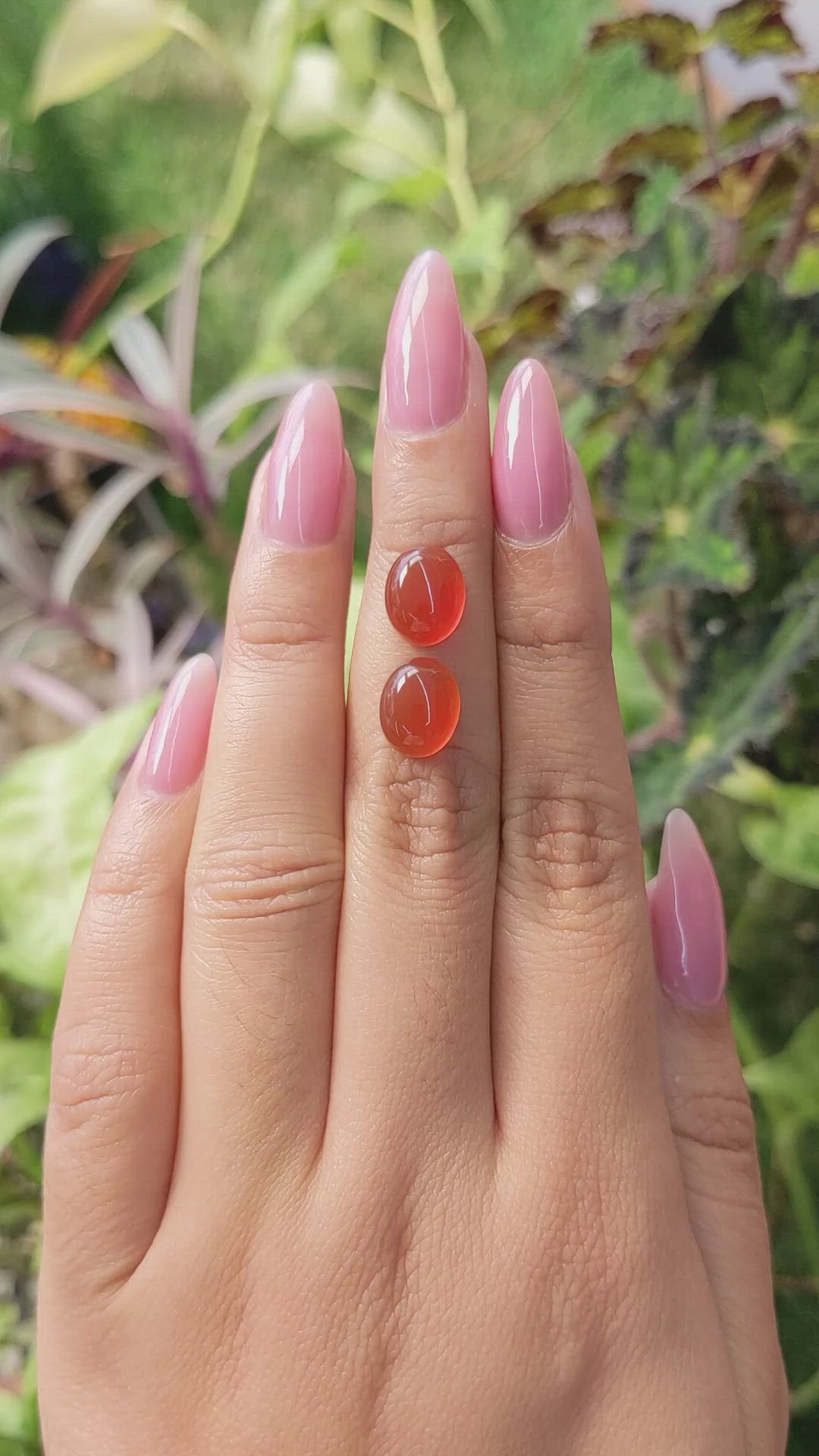 6.88&nbsp;Ct.Tw.Total Carat Weight Cabochon Carnelian Pair from Brazil Size Video