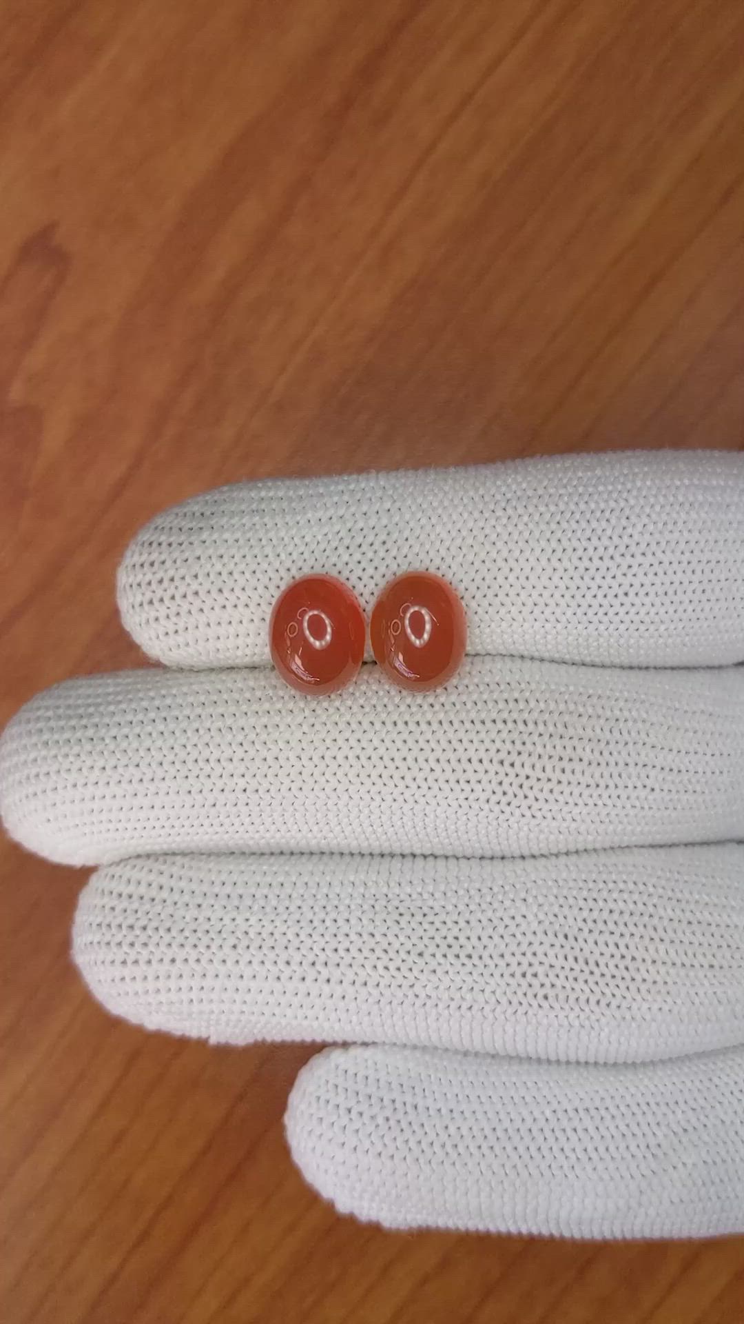 6.88&nbsp;Ct.Tw.Total Carat Weight Cabochon Carnelian Pair from Brazil Size Video