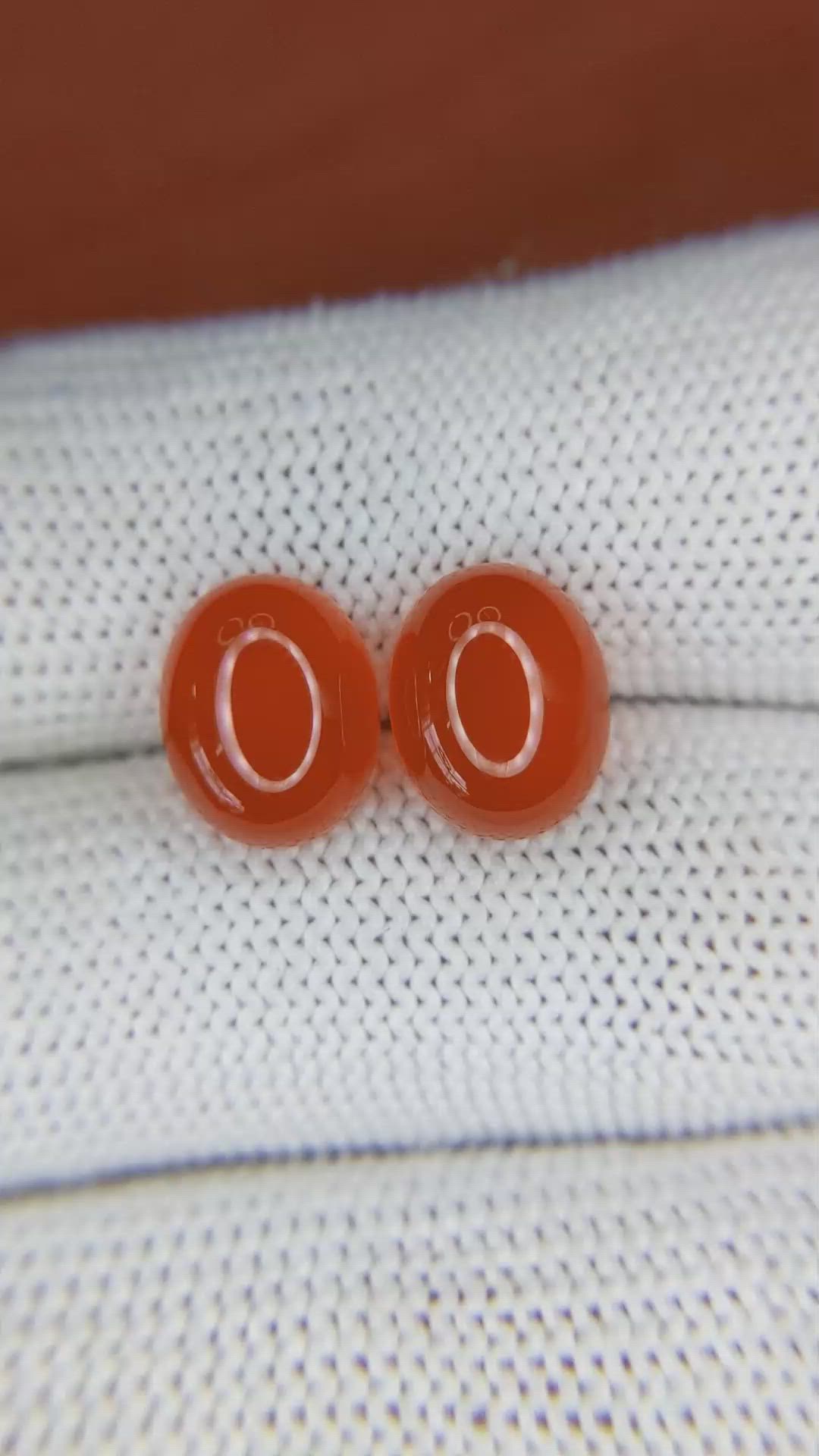 5.98&nbsp;Ct.Tw.Total Carat Weight Cabochon Carnelian Pair from Brazil Size Video