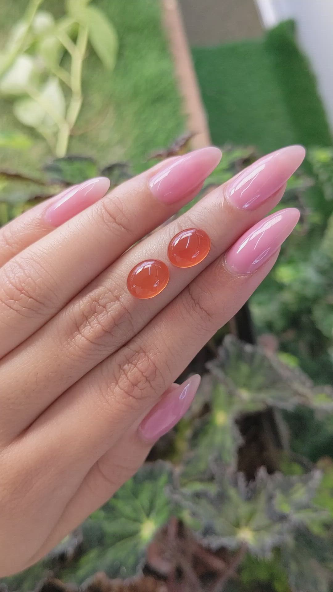 5.98&nbsp;Ct.Tw.Total Carat Weight Cabochon Carnelian Pair from Brazil Size Video