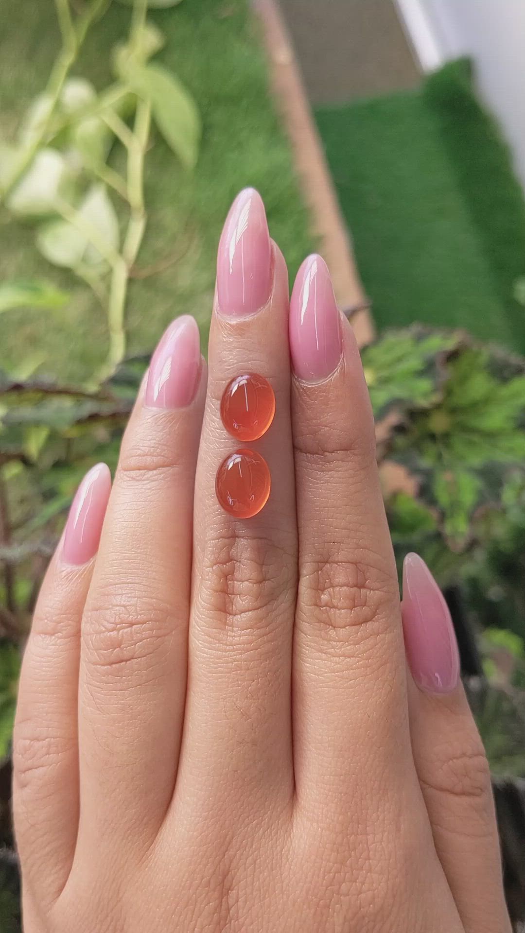 5.98&nbsp;Ct.Tw.Total Carat Weight Cabochon Carnelian Pair from Brazil Size Video