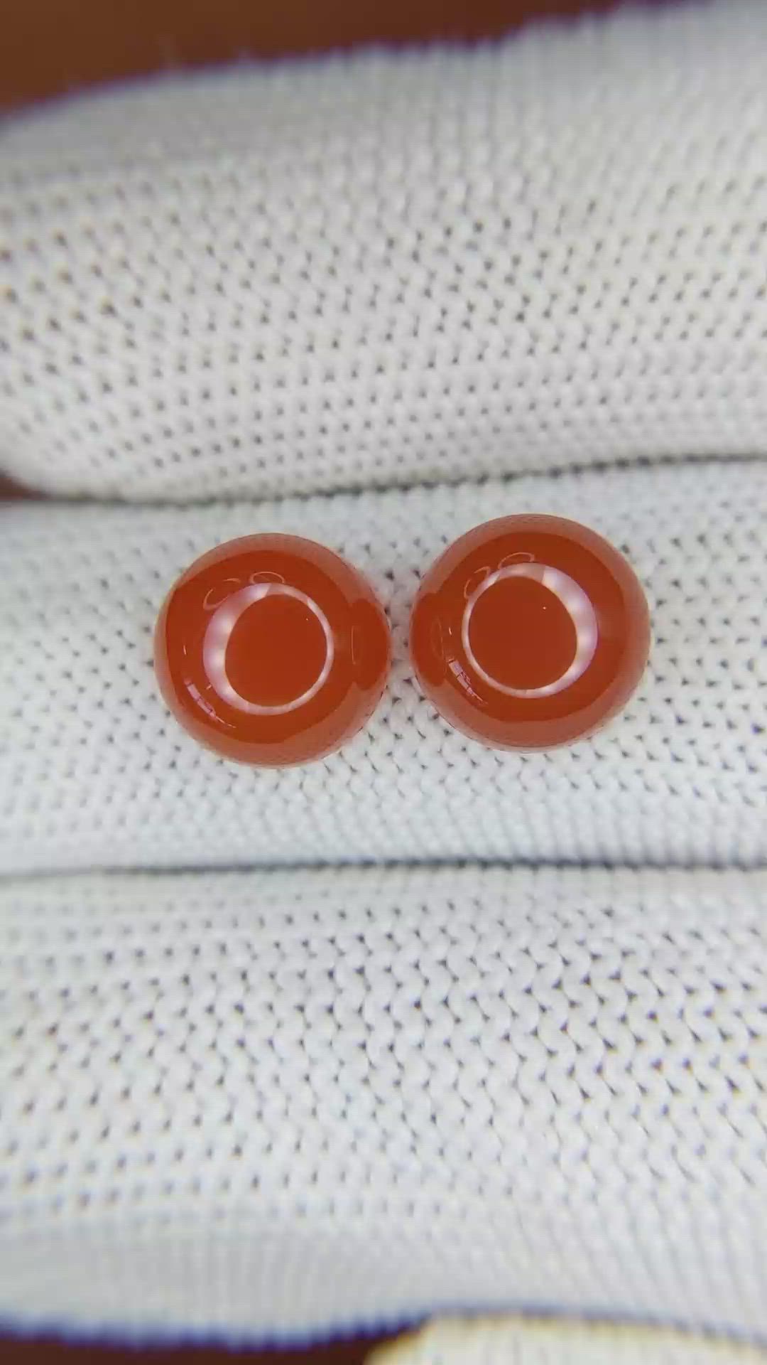 6.49&nbsp;Ct.Tw.Total Carat Weight Cabochon Carnelian Pair from Brazil Size Video