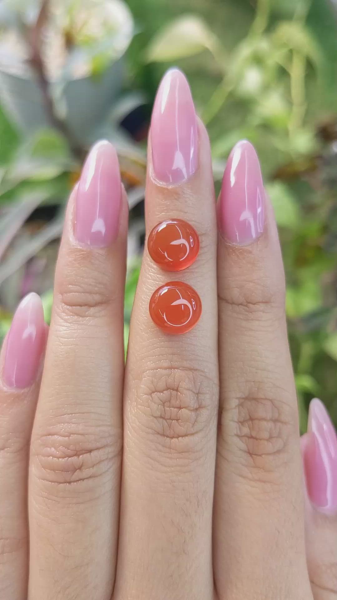 6.49&nbsp;Ct.Tw.Total Carat Weight Cabochon Carnelian Pair from Brazil Size Video