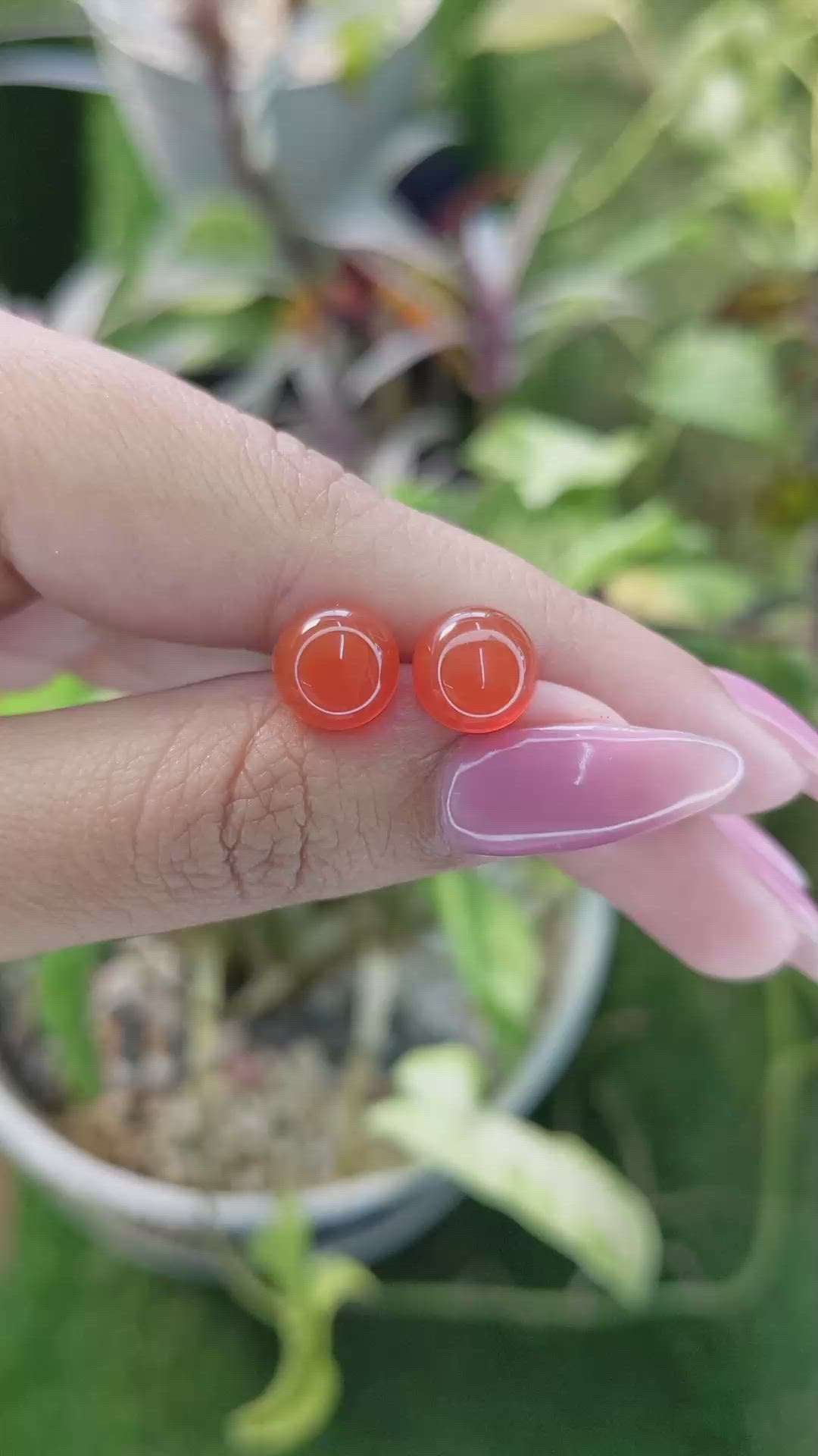6.49&nbsp;Ct.Tw.Total Carat Weight Cabochon Carnelian Pair from Brazil Size Video