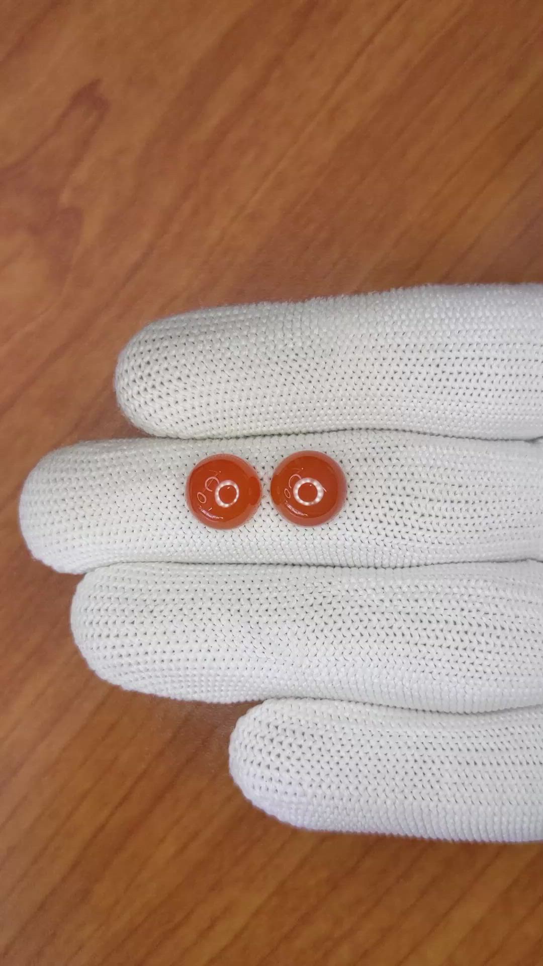 6.49&nbsp;Ct.Tw.Total Carat Weight Cabochon Carnelian Pair from Brazil Size Video