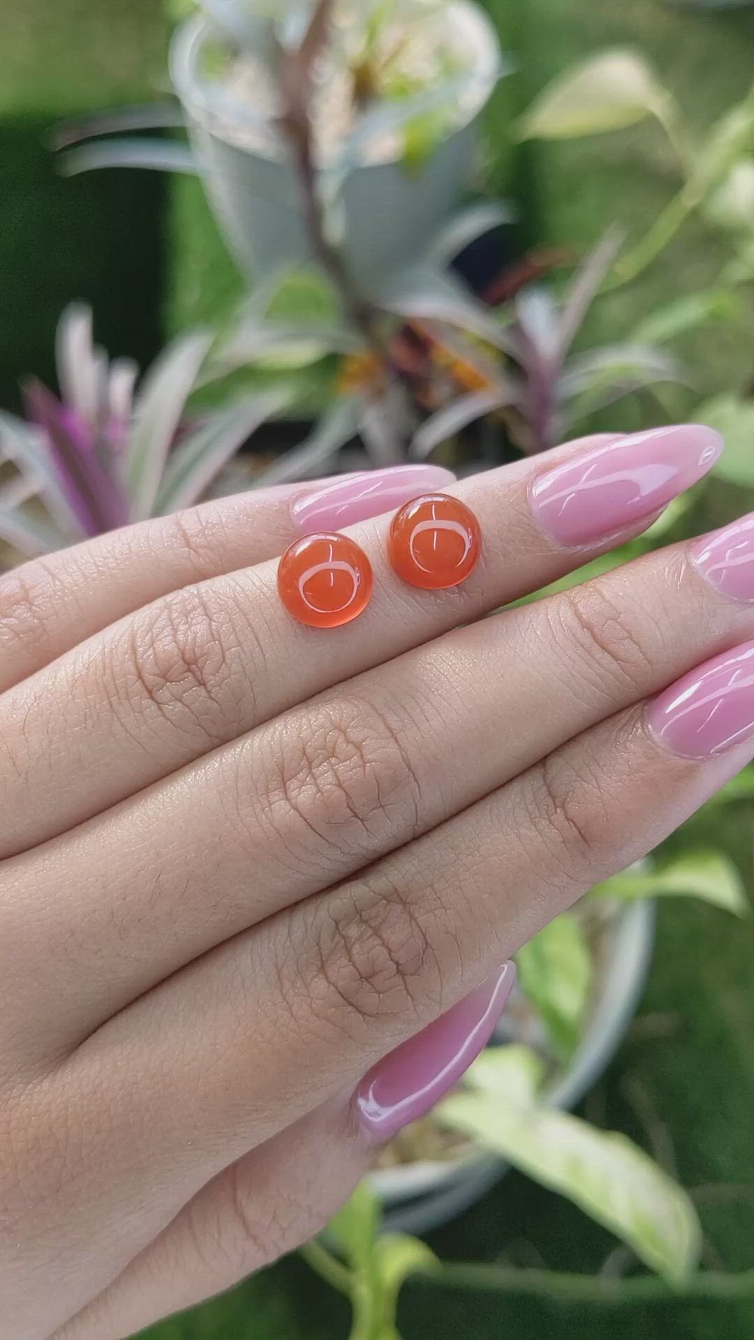 6.49&nbsp;Ct.Tw.Total Carat Weight Cabochon Carnelian Pair from Brazil Size Video