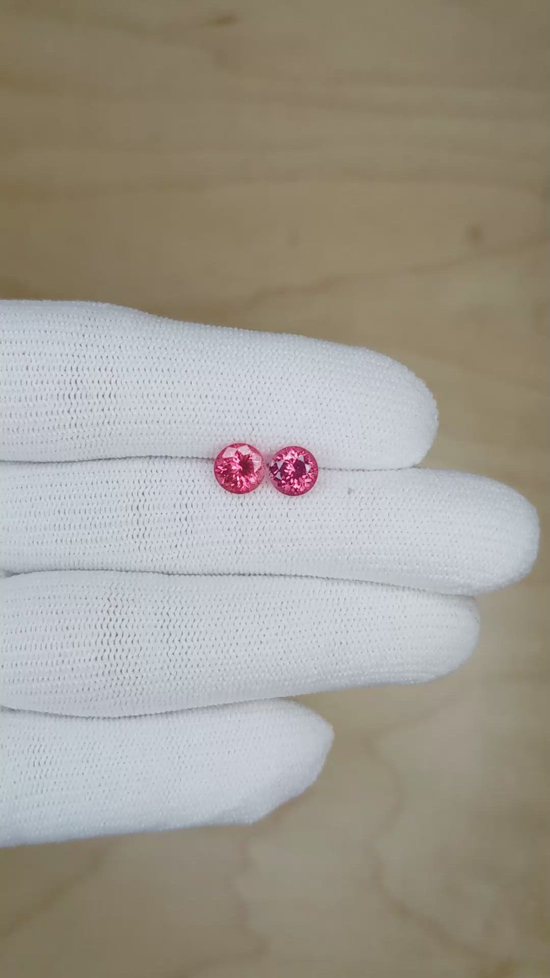 1.98 Ct.Tw.Total Carat Weight Spinel Pair from Tanzania Size Video