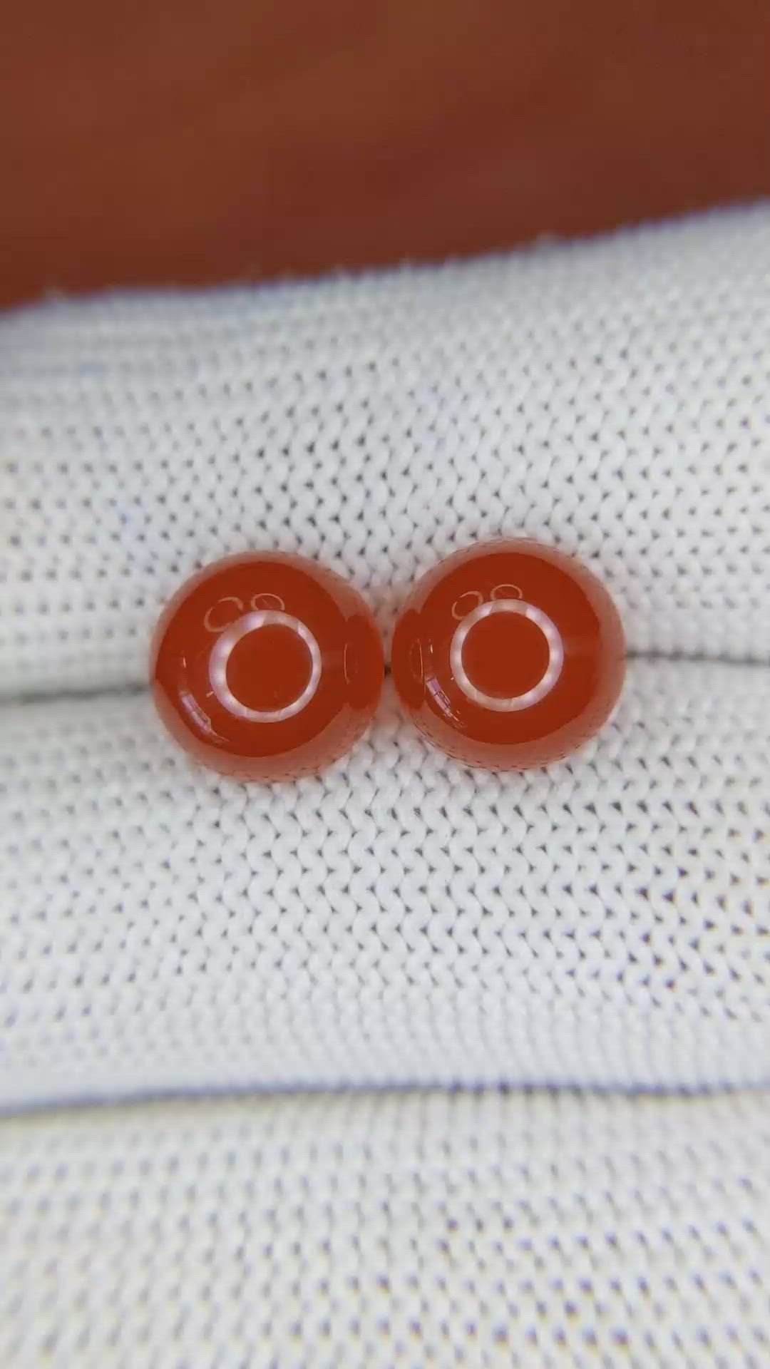 5.93&nbsp;Ct.Tw.Total Carat Weight Cabochon Carnelian Pair from Brazil Size Video