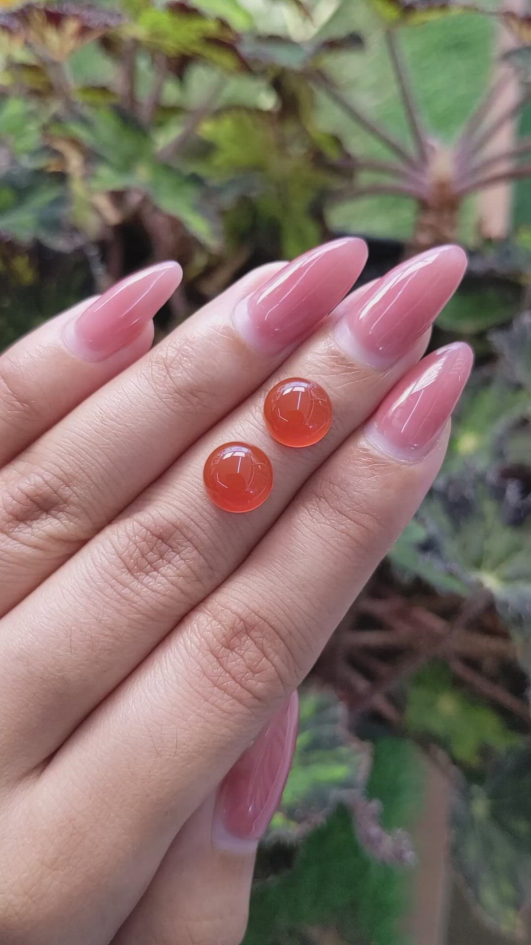 5.93&nbsp;Ct.Tw.Total Carat Weight Cabochon Carnelian Pair from Brazil Size Video