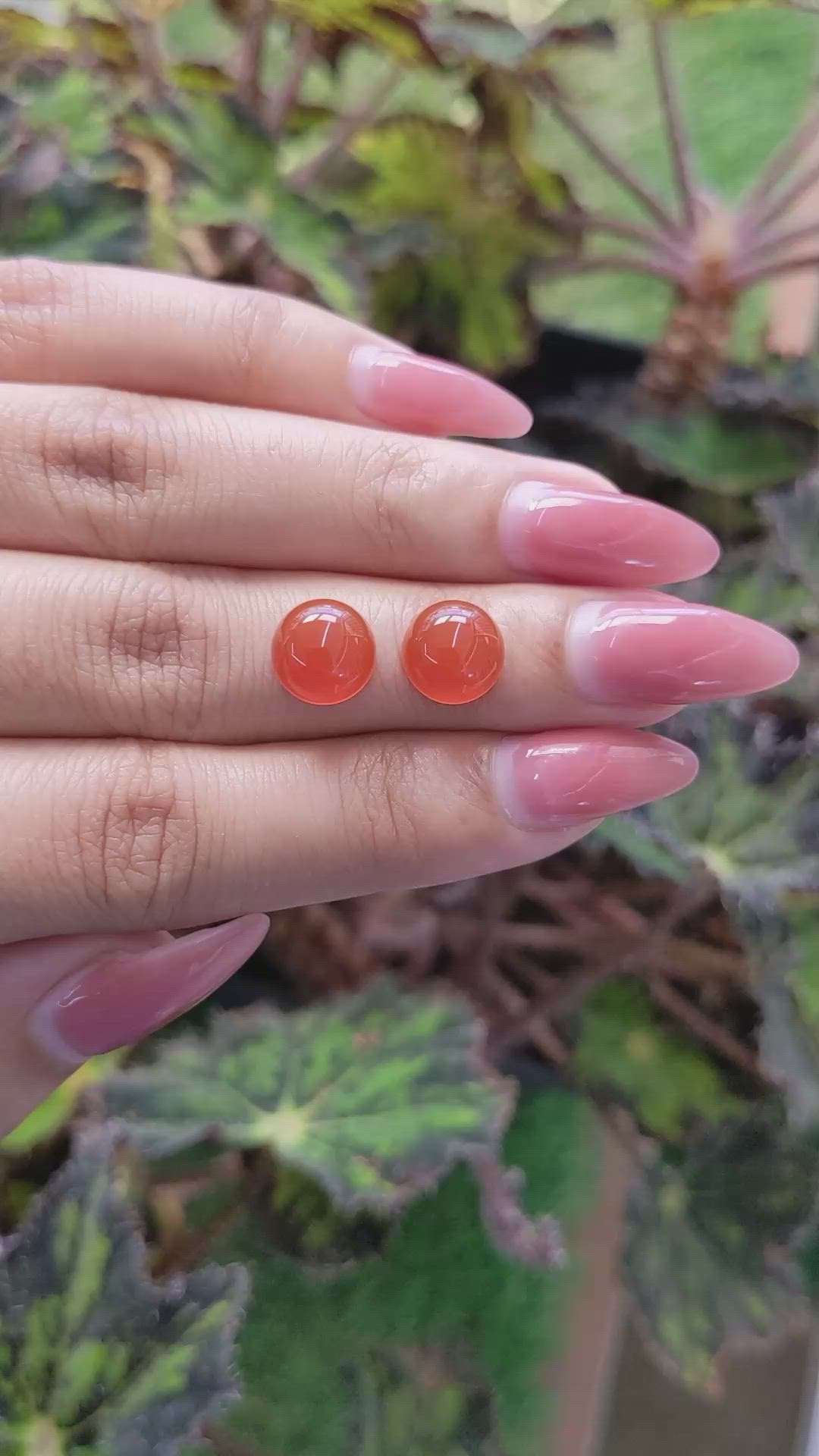 5.93&nbsp;Ct.Tw.Total Carat Weight Cabochon Carnelian Pair from Brazil Size Video