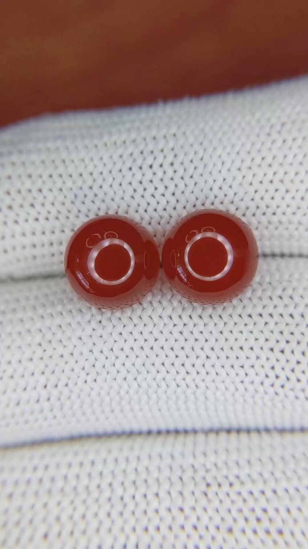 6.47&nbsp;Ct.Tw.Total Carat Weight Cabochon Carnelian Pair from Brazil Size Video