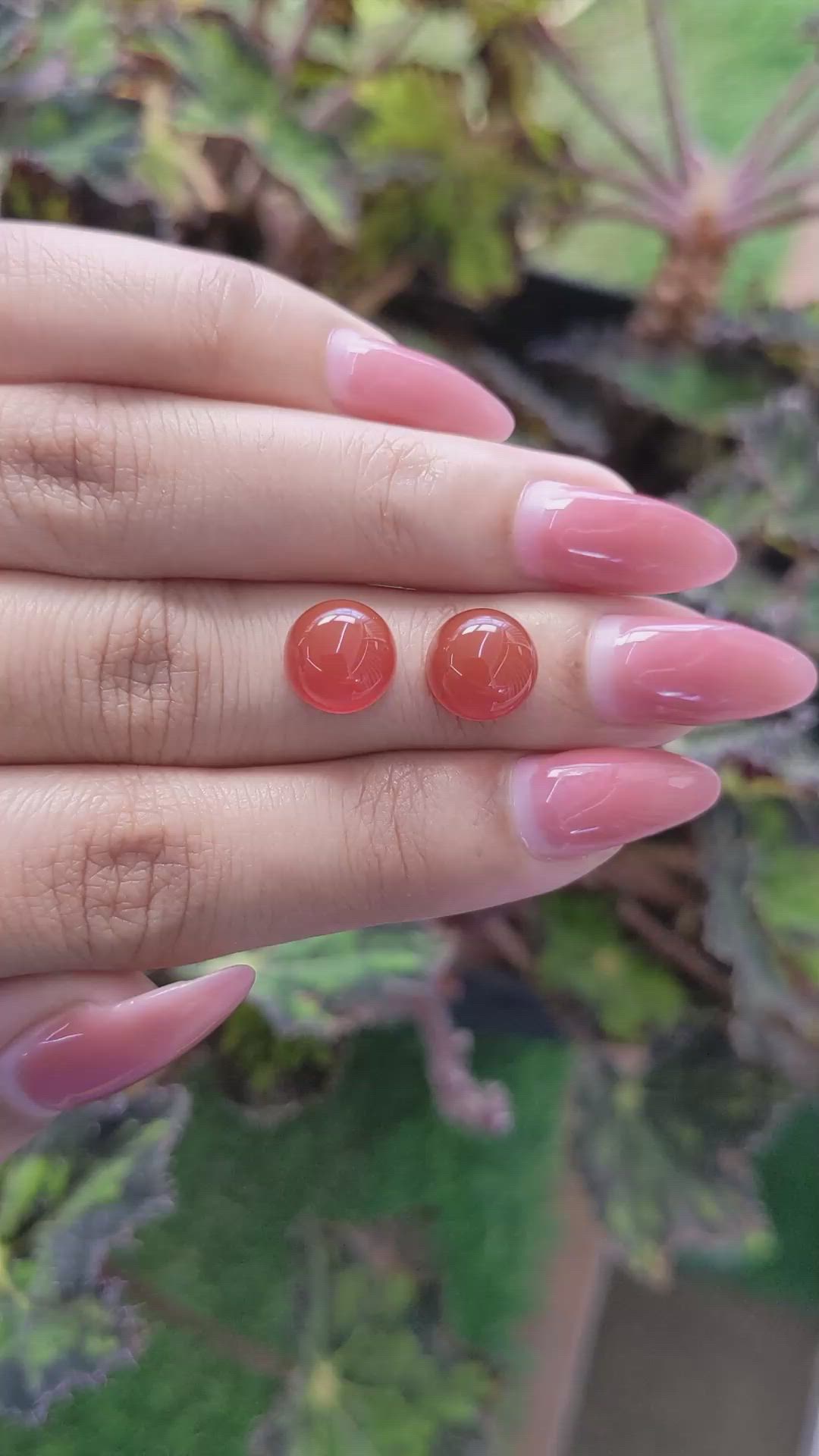 6.47&nbsp;Ct.Tw.Total Carat Weight Cabochon Carnelian Pair from Brazil Size Video