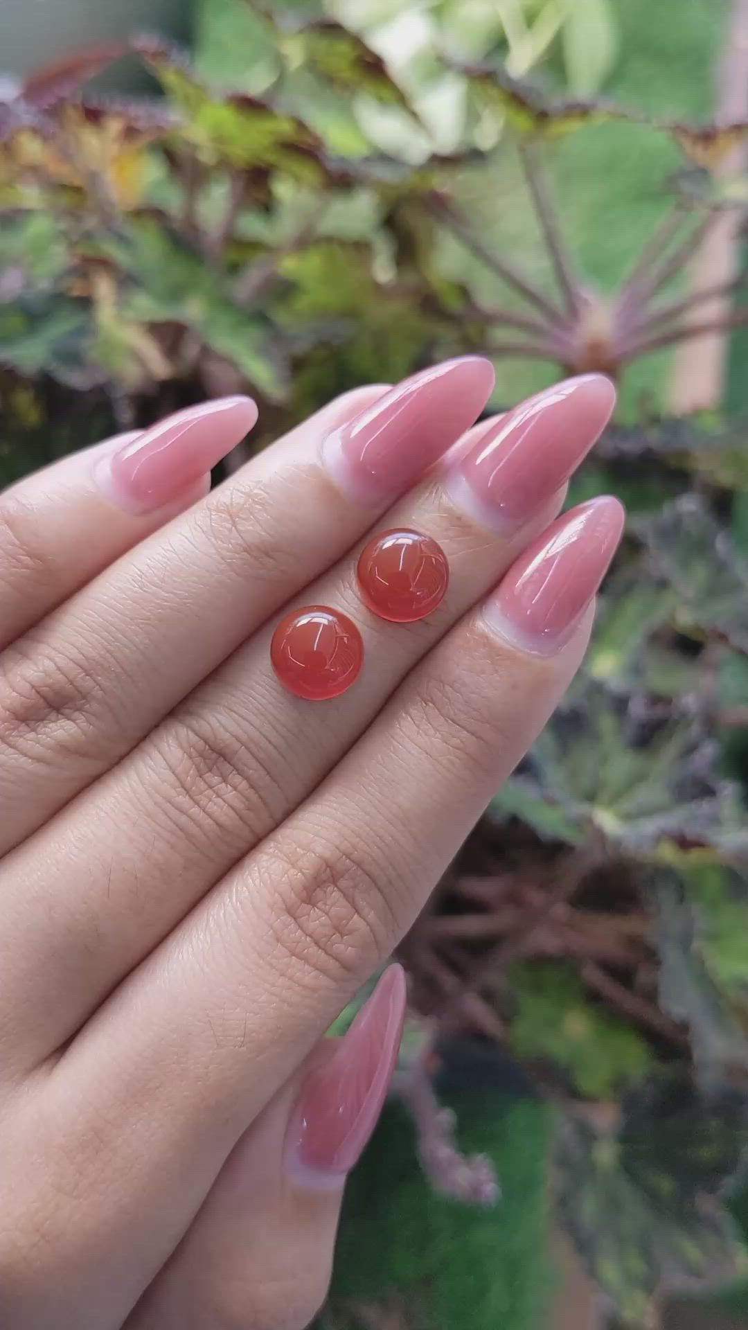 6.47&nbsp;Ct.Tw.Total Carat Weight Cabochon Carnelian Pair from Brazil Size Video