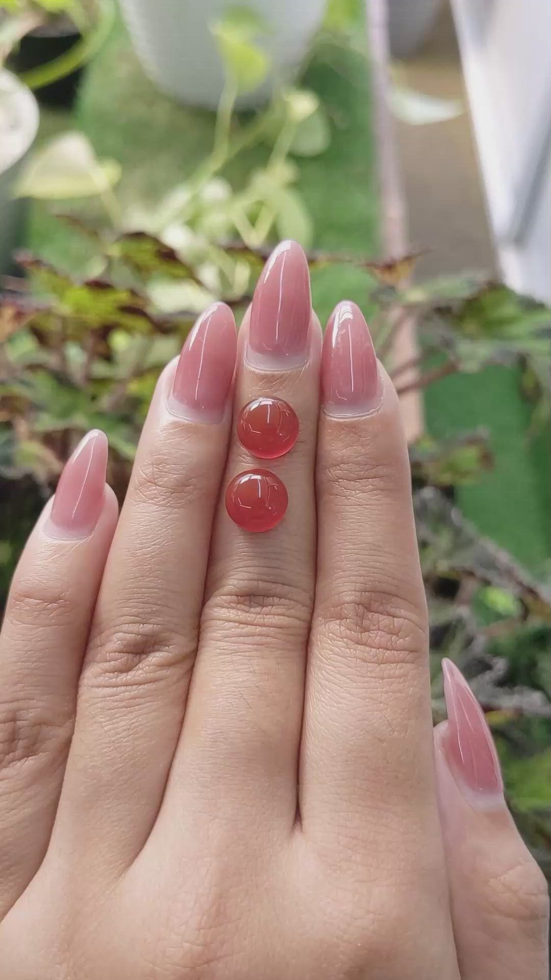 6.47&nbsp;Ct.Tw.Total Carat Weight Cabochon Carnelian Pair from Brazil Size Video