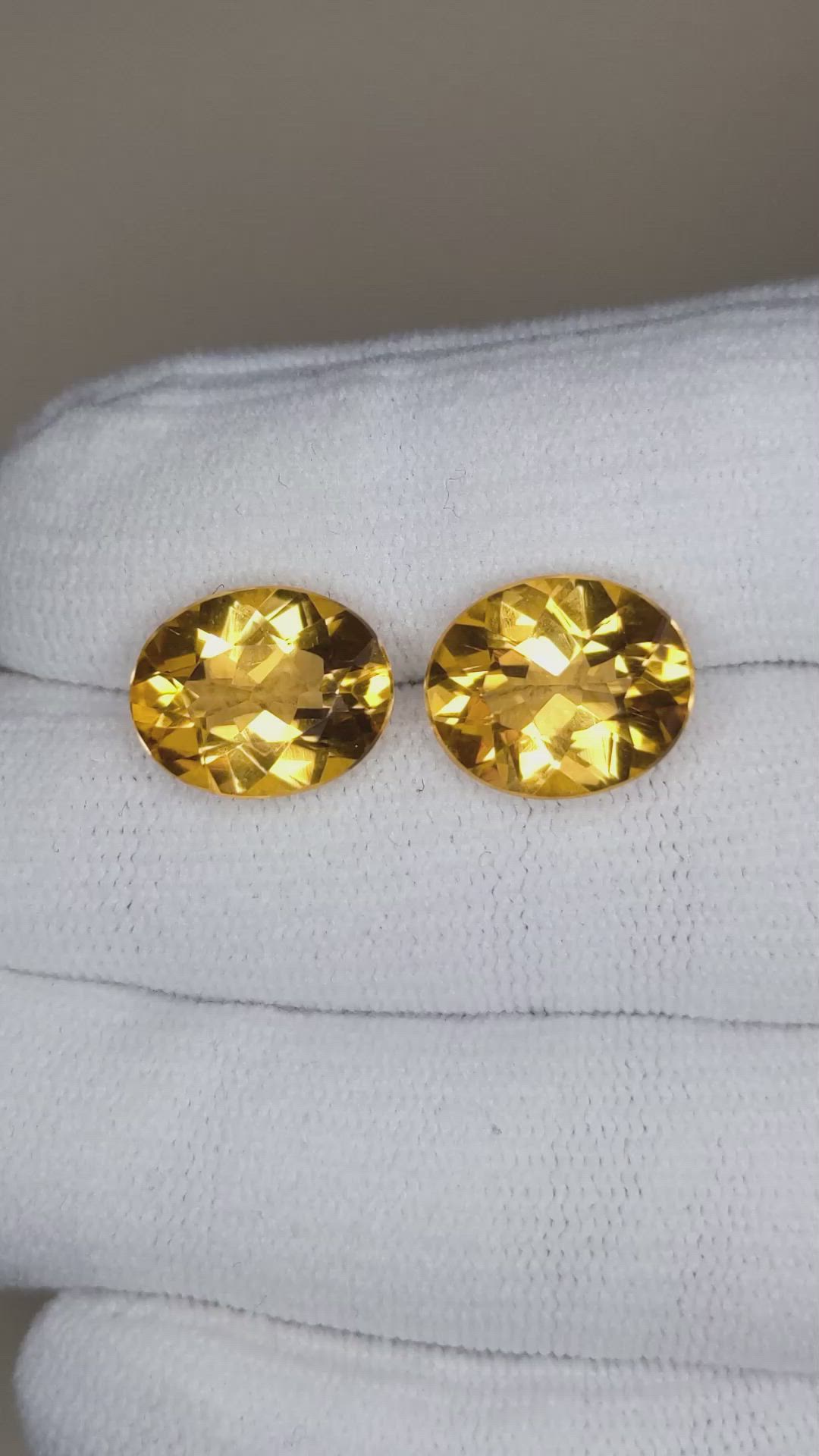 9.19 Ct.Tw.Total Carat Weight Citrine Pair from Brazil Size Video
