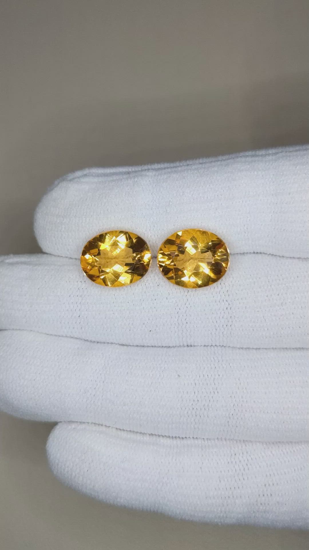 9.19 Ct.Tw.Total Carat Weight Citrine Pair from Brazil Size Video