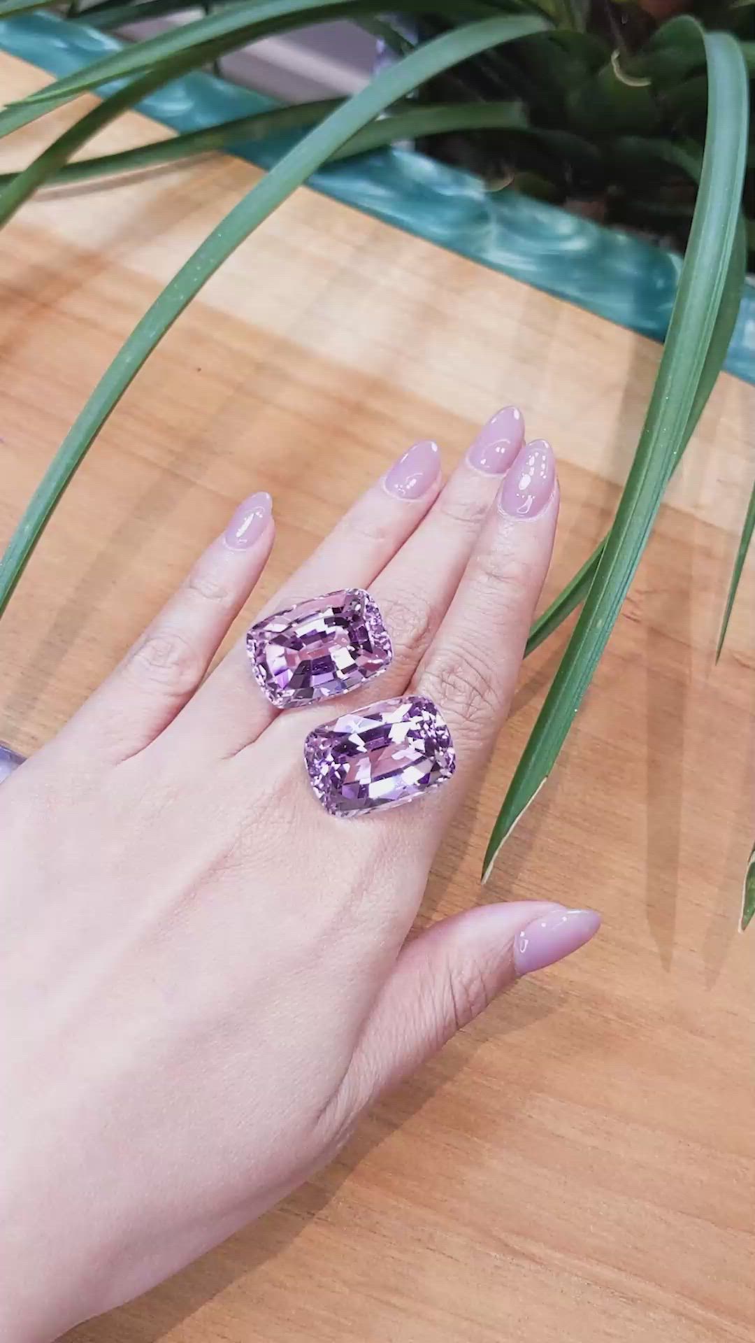 95.97 Ct.Tw.Total Carat Weight Kunzite Pair from Afghanistan Size Video