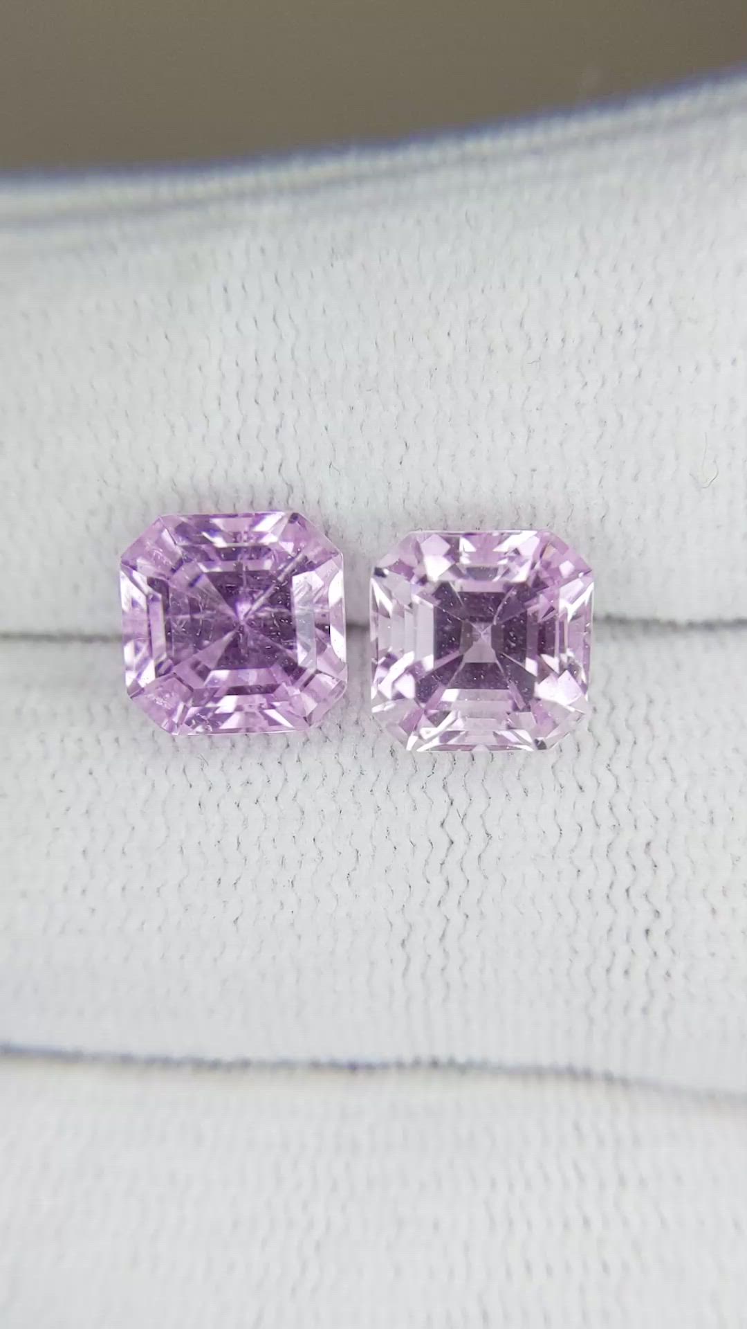 6.93 Ct.Tw.Total Carat Weight Kunzite Pair from Afghanistan Size Video