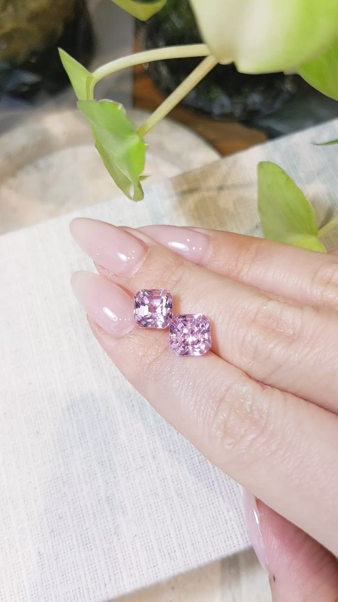 6.93 Ct.Tw.Total Carat Weight Kunzite Pair from Afghanistan Size Video